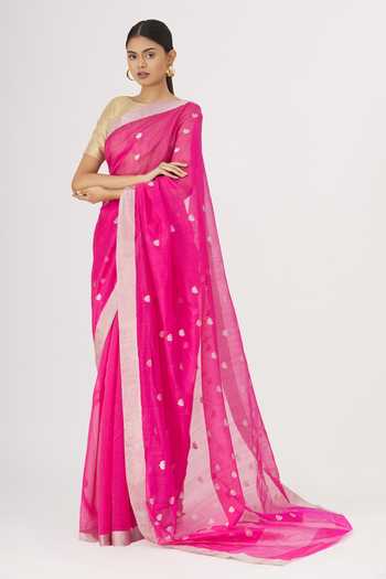 Mint N Oranges Pure Chanderi Saree