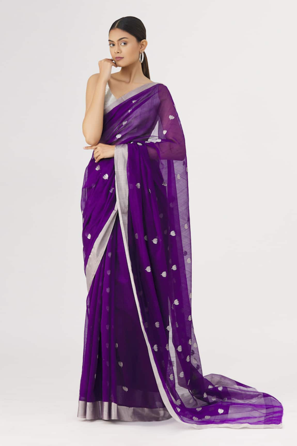 Mint N Oranges Pure Chanderi Saree 