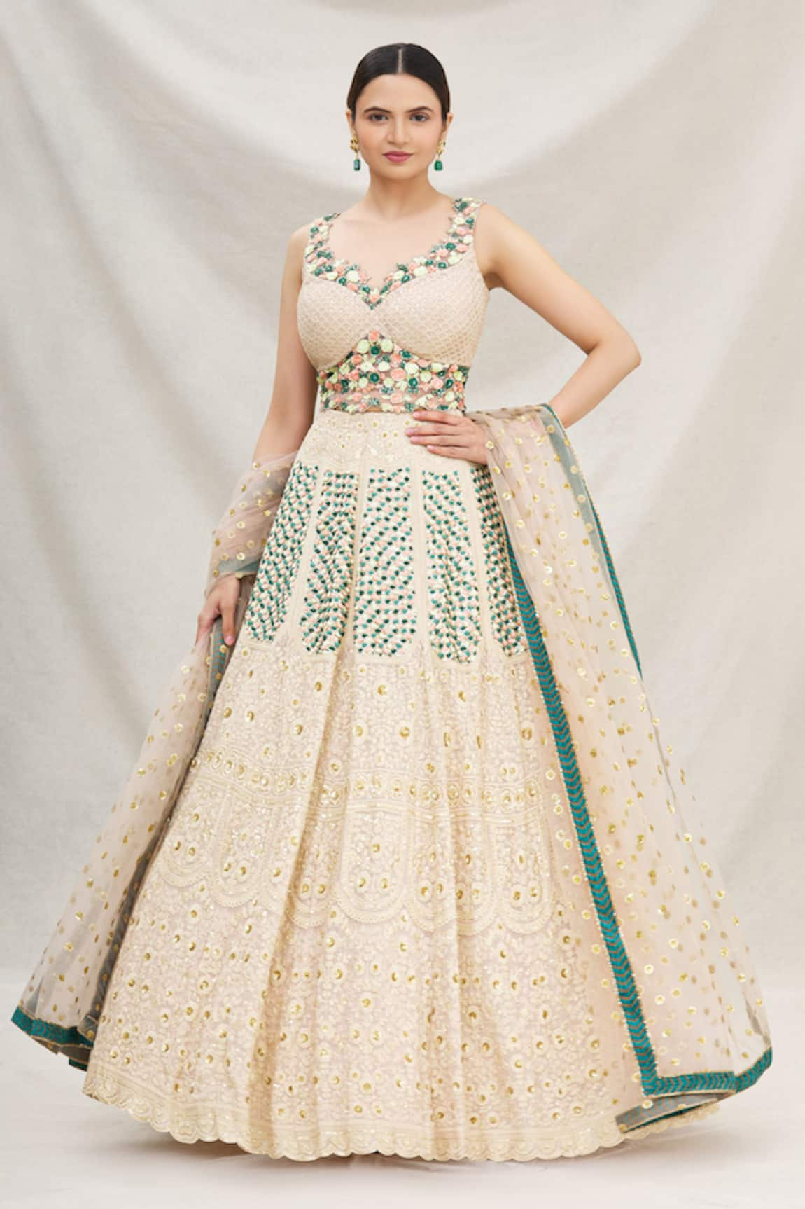 Neha Mehta Couture Lucknowi Embroidered Lehenga Set