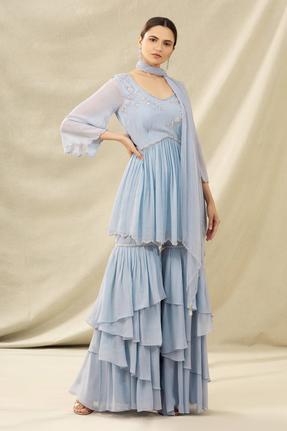 Arpan Vohra Embroidered Kurta & Sharara Set