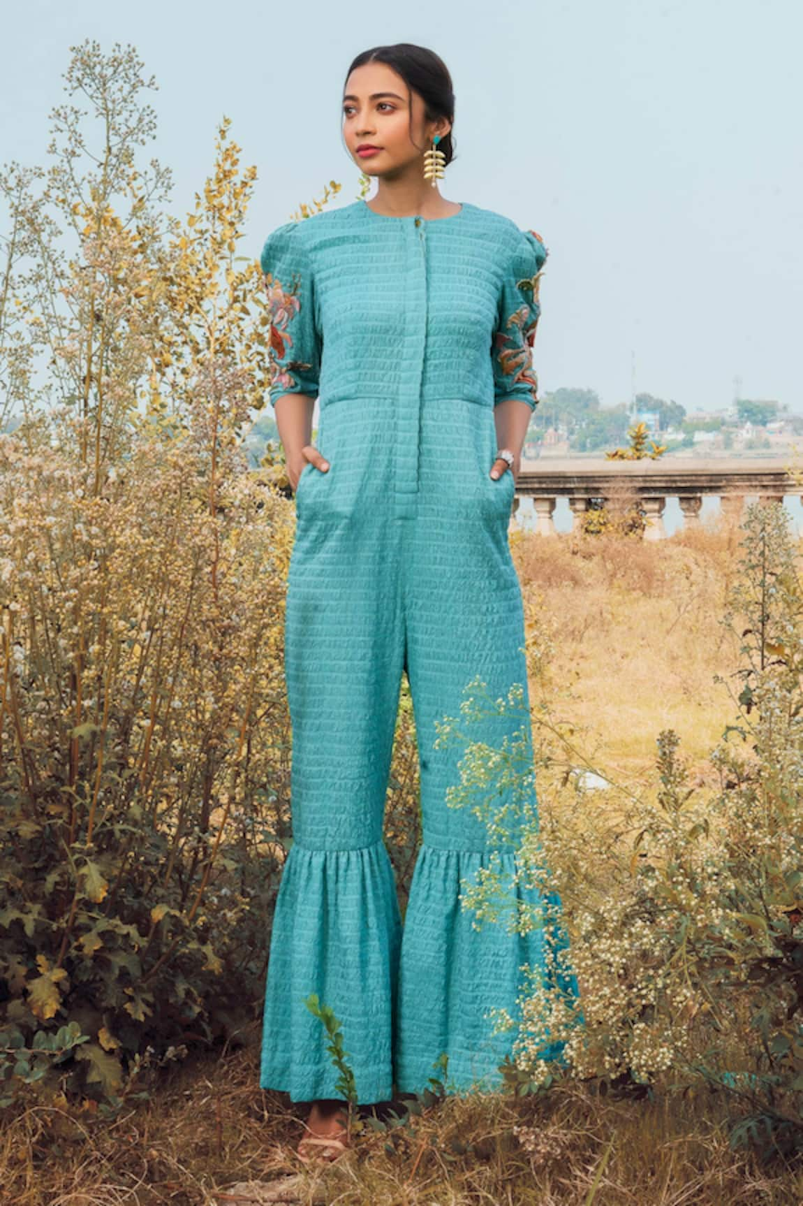 Oushk By Ussama Shabbir Handwoven Cotton Jumpsuit