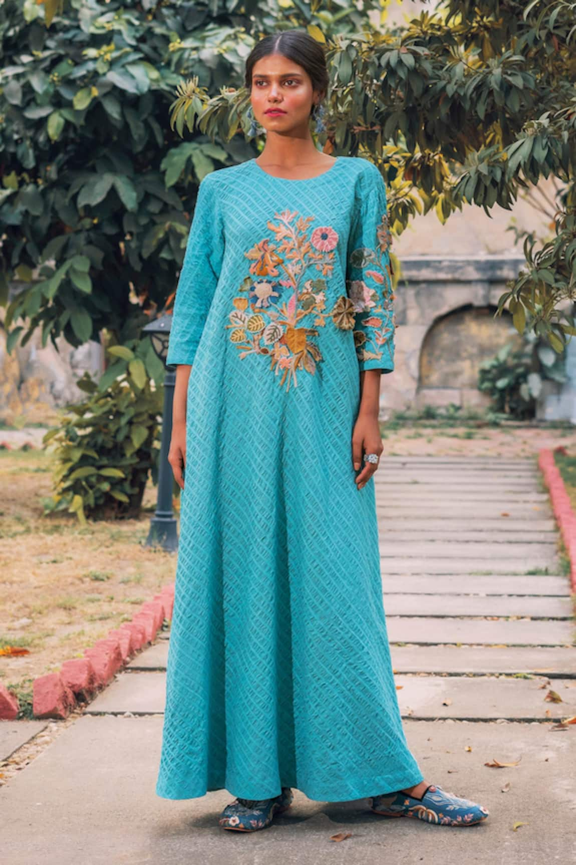 Oushk By Ussama Shabbir Handwoven Cotton Embroidered Dress