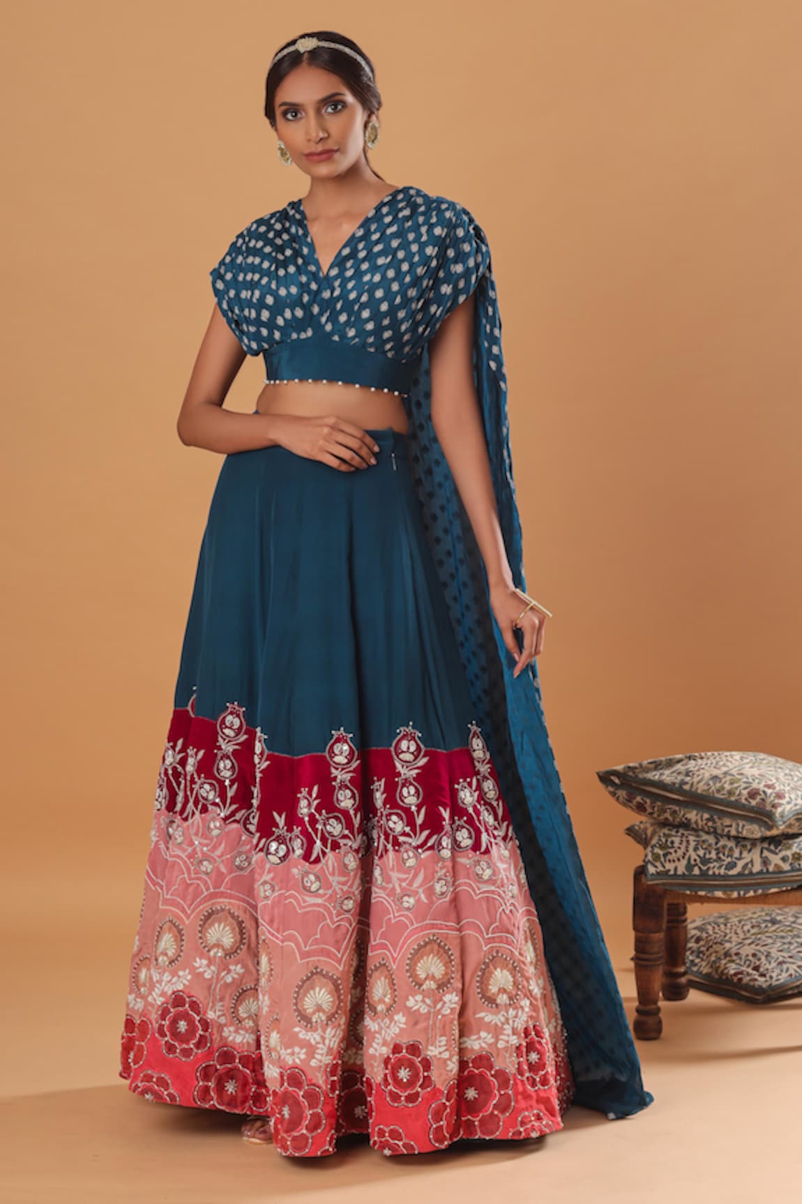 Ek Soot Printed Choli with Embroidered Lehenga