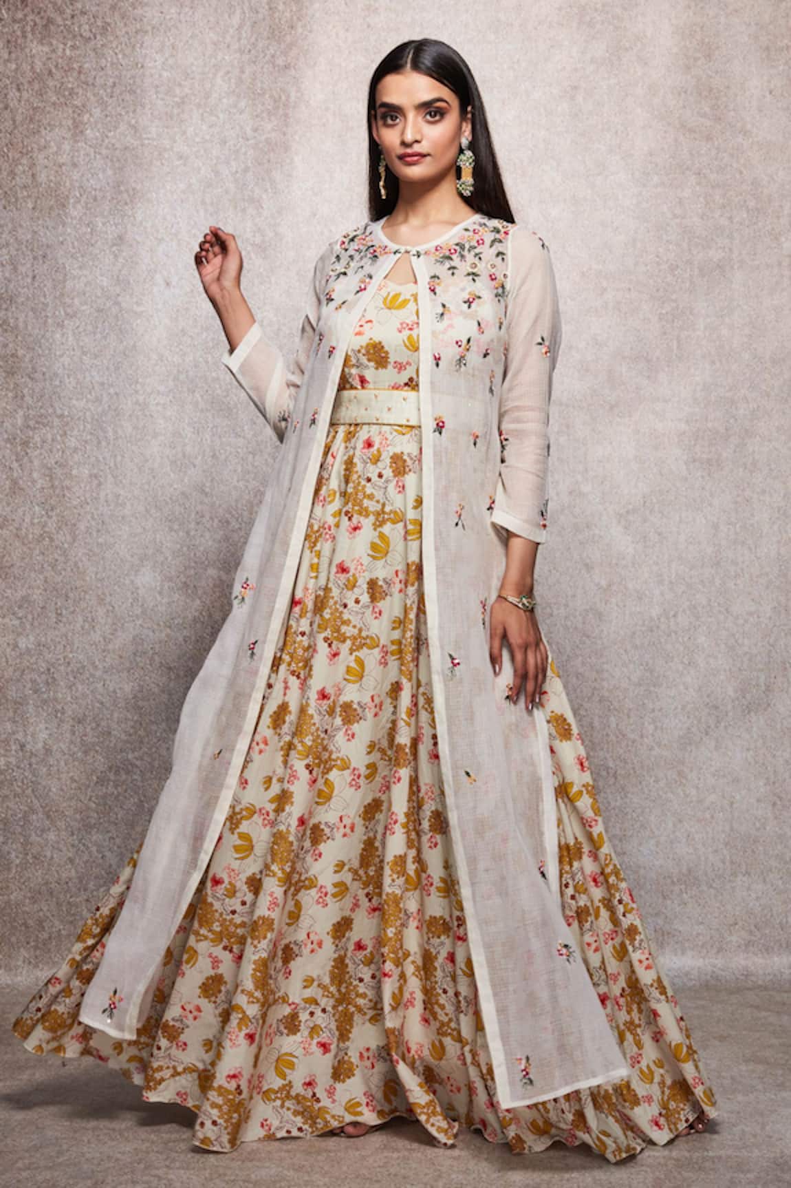 Ajiesh Oberoi Embroidered Gown with Jacket 