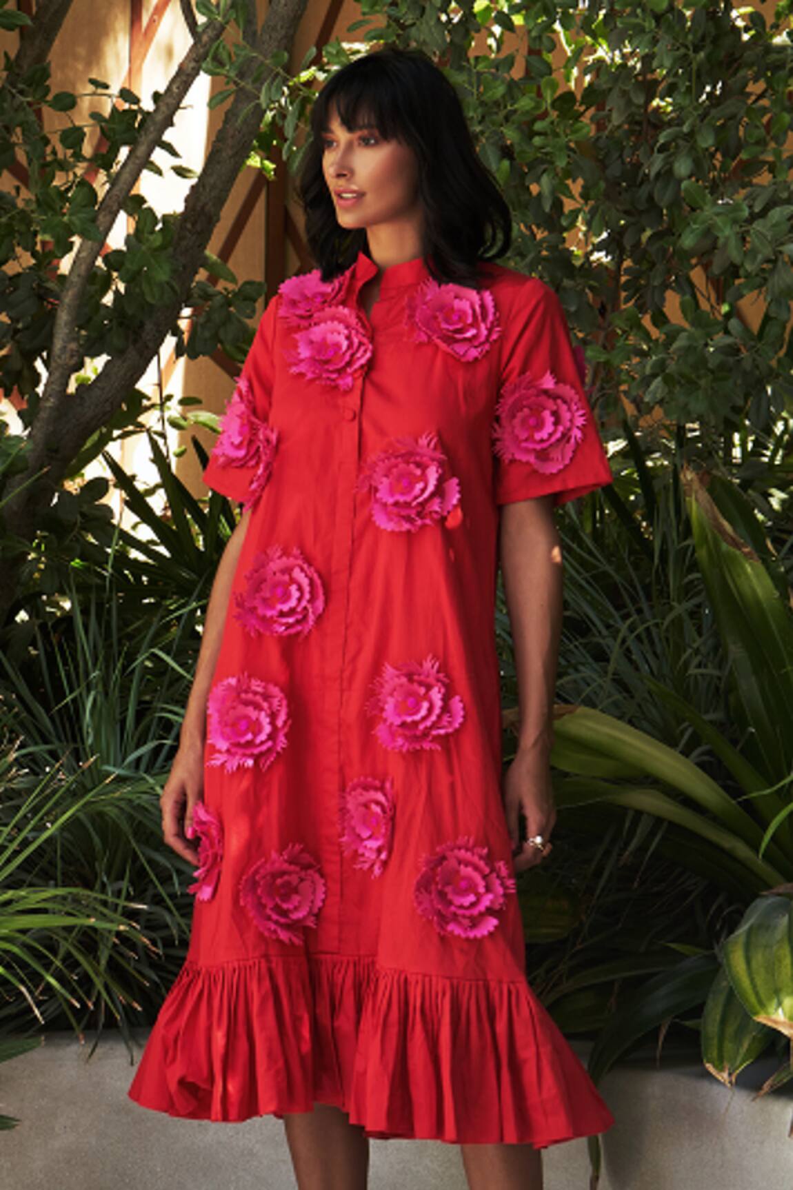 Vidhi Wadhwani Applique Shirt Dress 