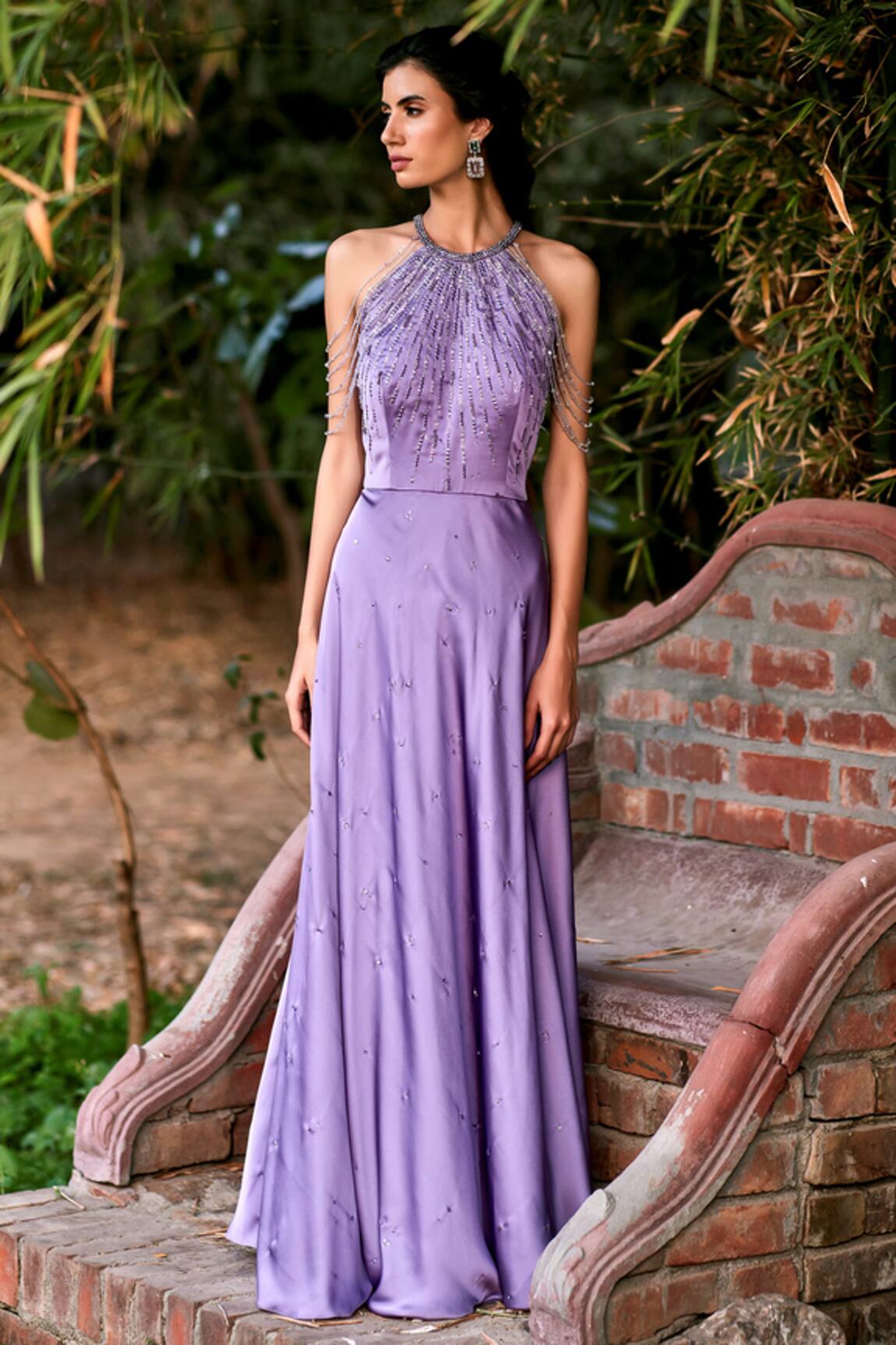 Pooja Peshoria Satin Embellished Gown