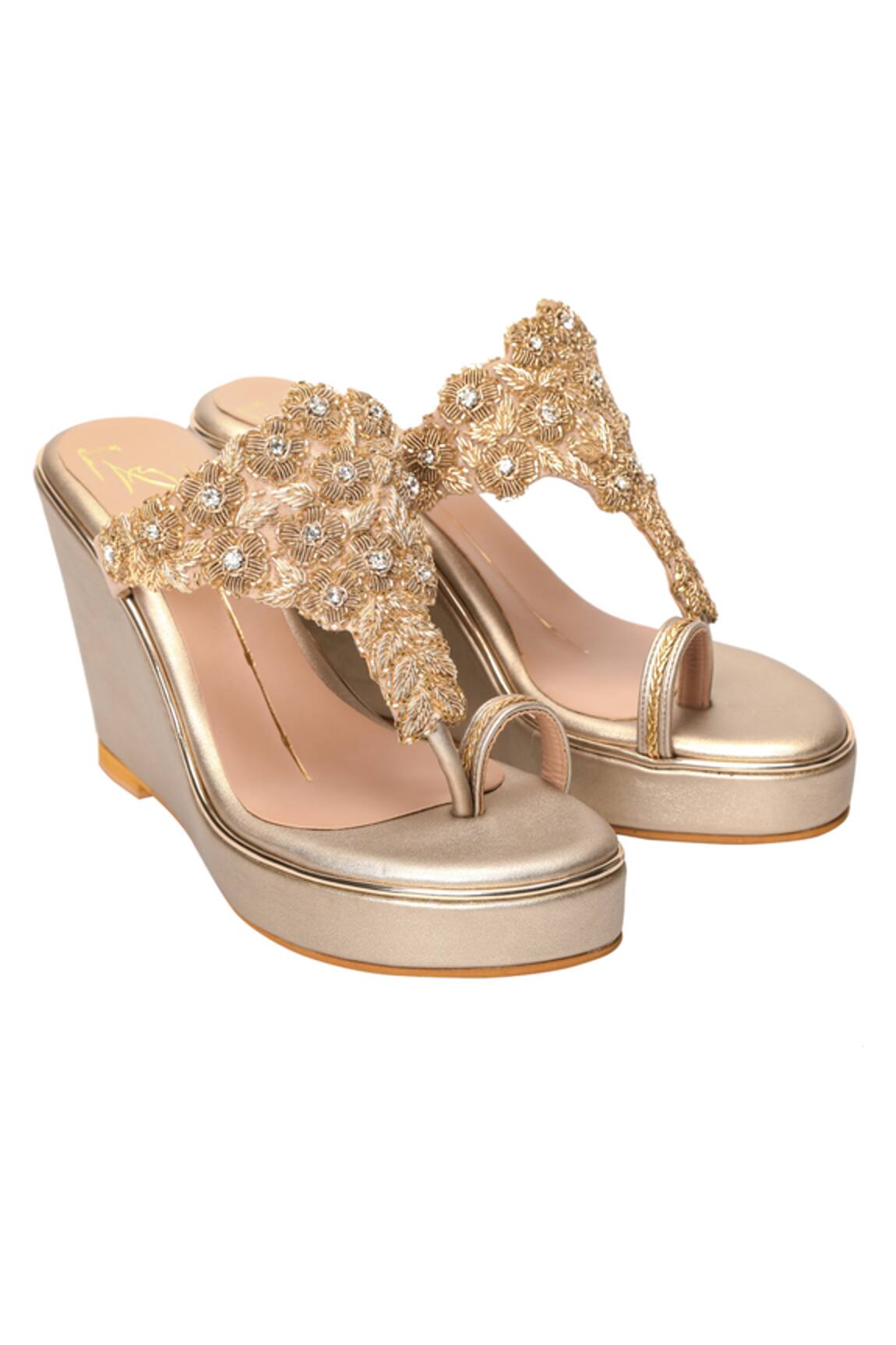 Nidhi Bhandari Kolhapuri Embroidered Wedges 