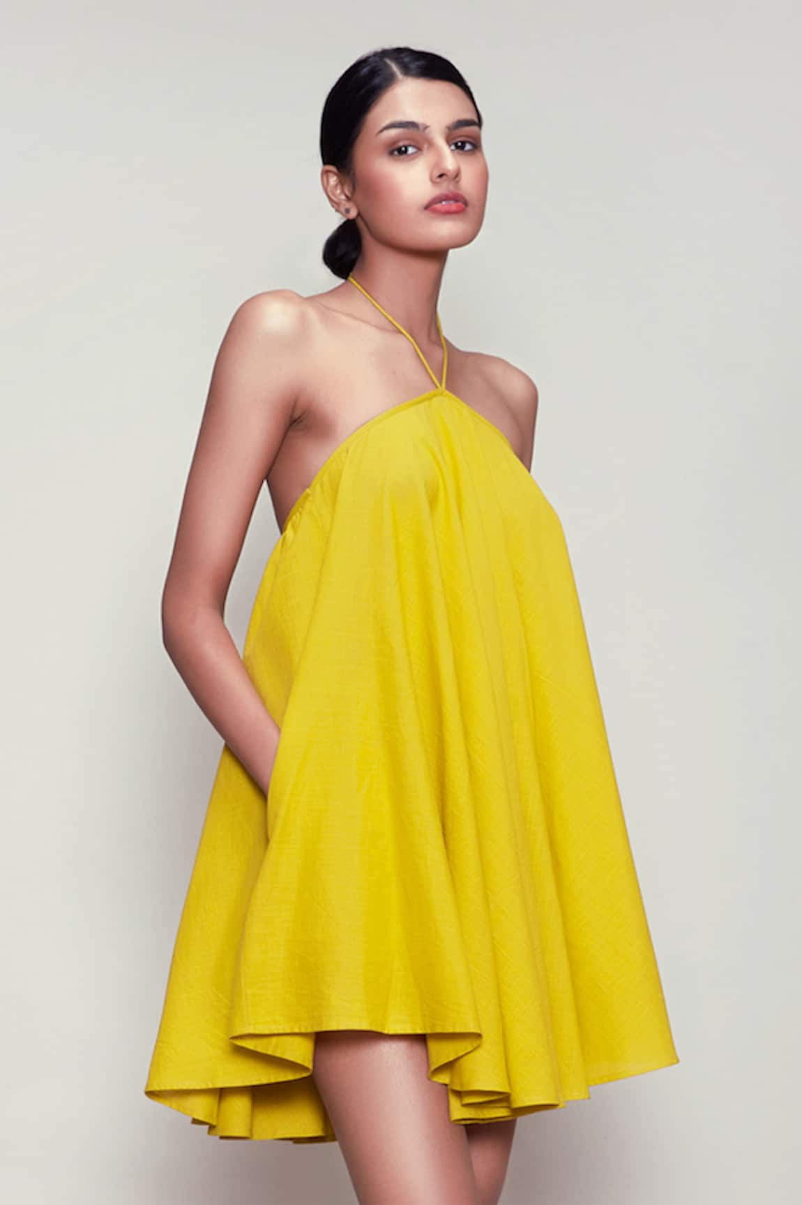 MATI_1 Backless Halter Cotton Dress