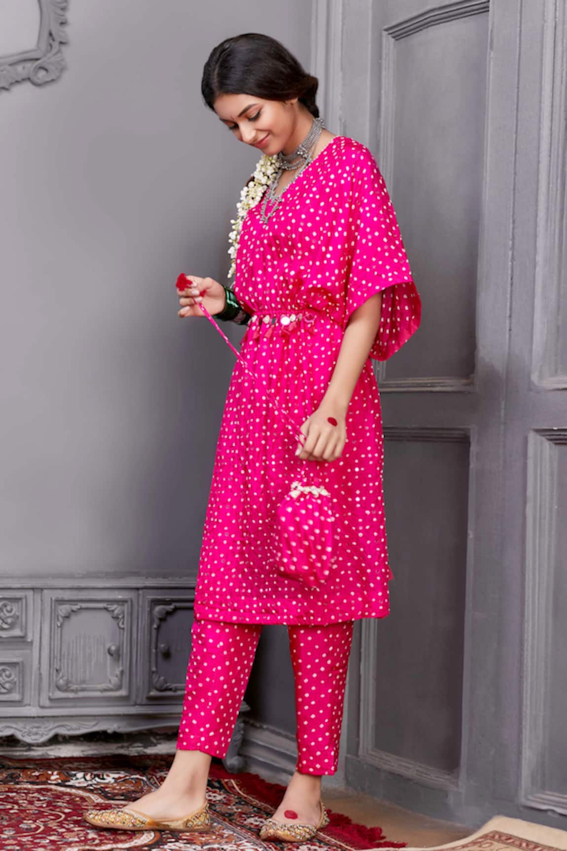 Pink City Silk Kaftan Tunic Set