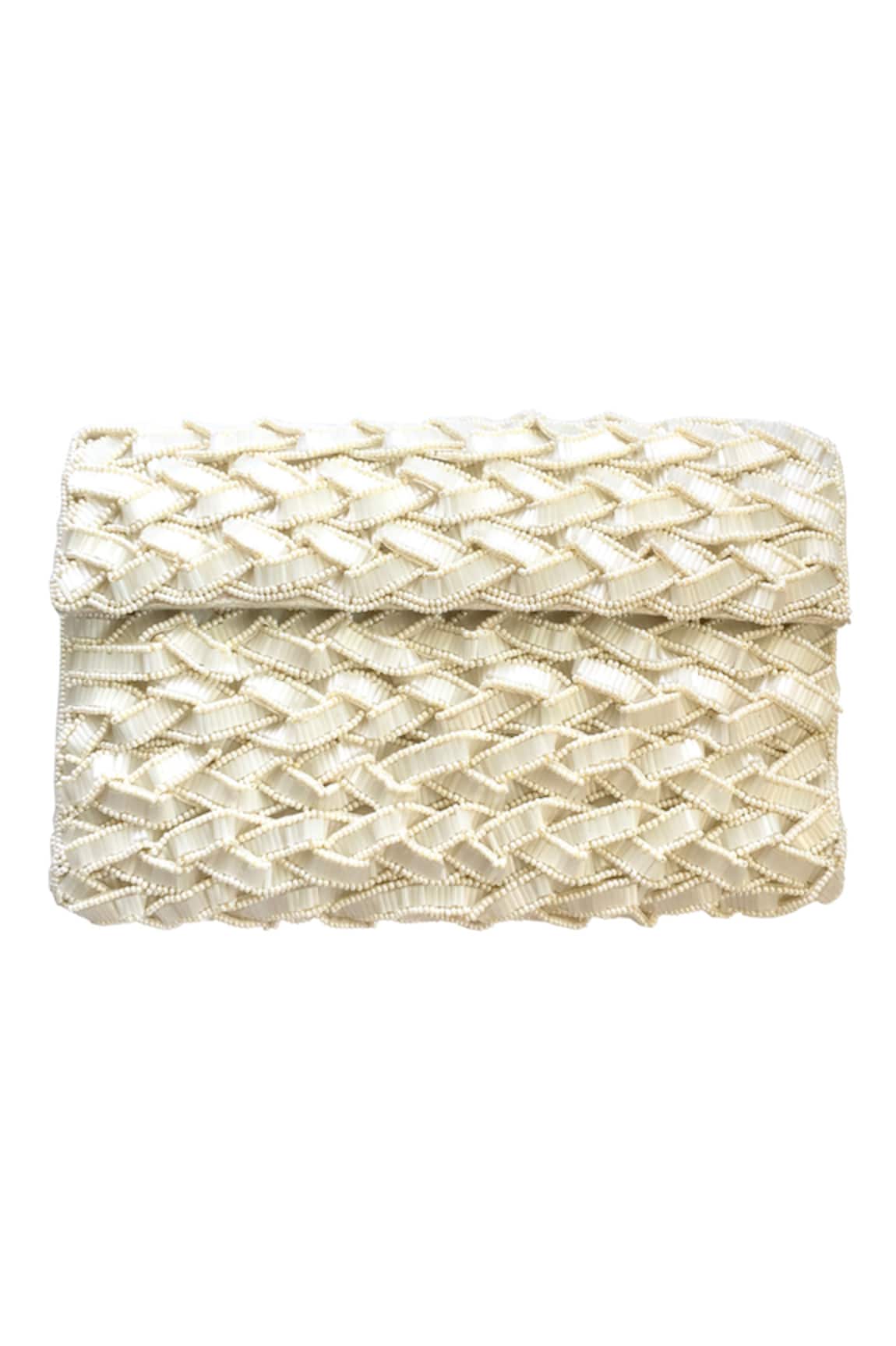 Kokommo Embellished Handwoven Flap Clutch