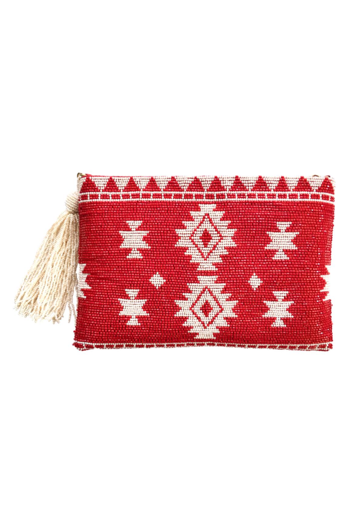 Kokommo Bead Ikat Tassel Clutch