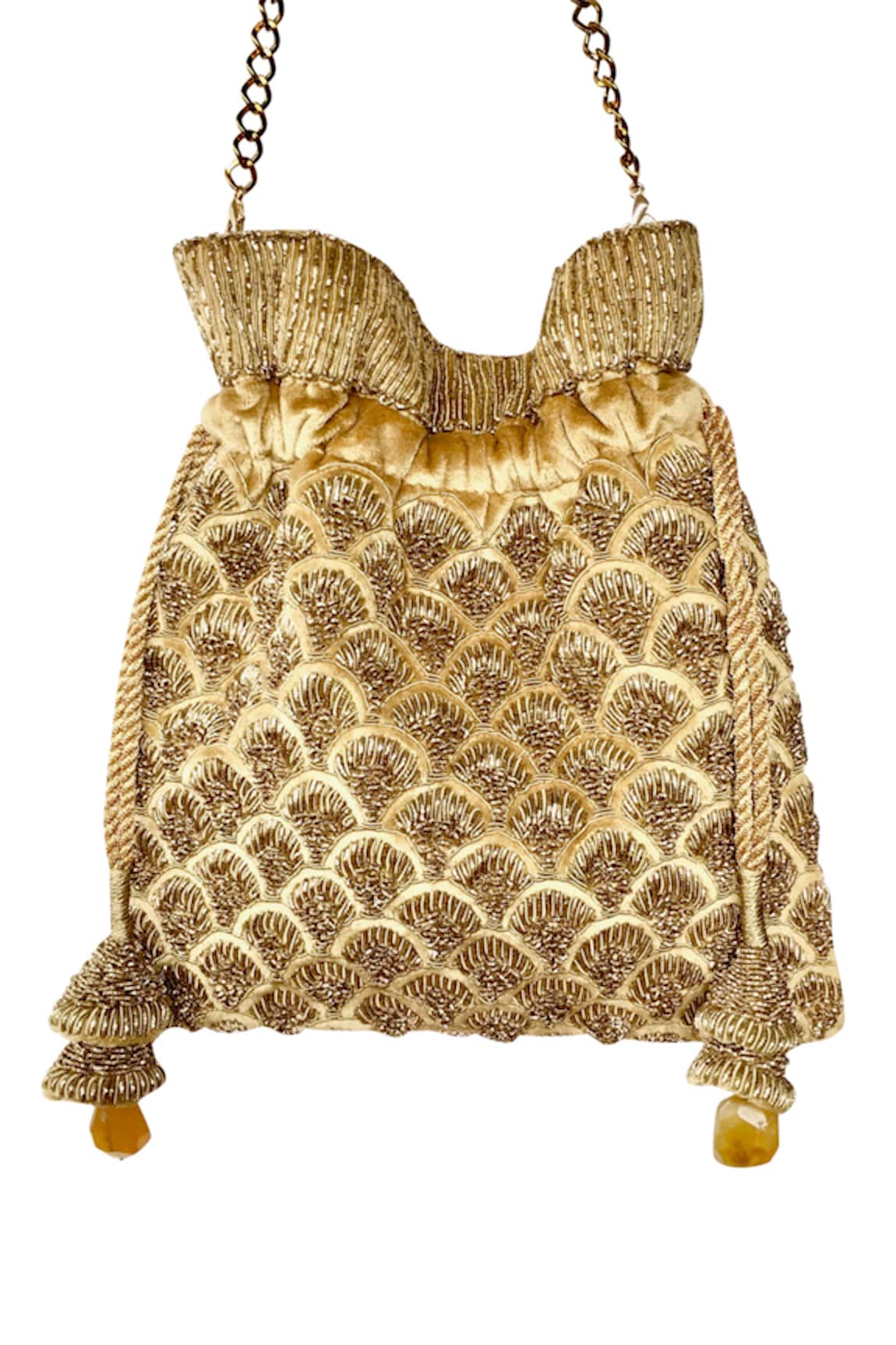 Kokommo Deco Fans Velvet Potli Bag 