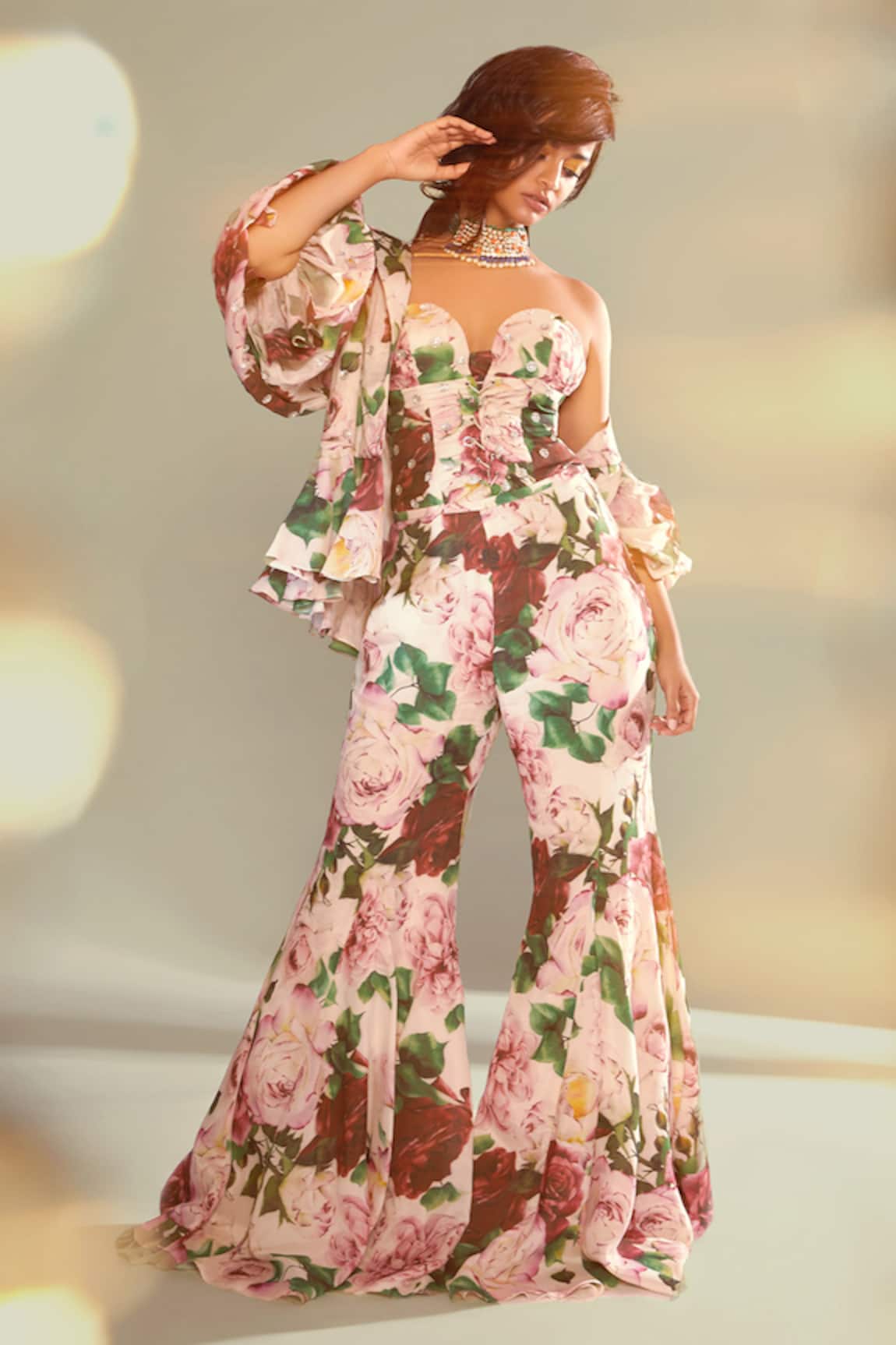 Shehlaa Khan Floral Print Corset & Pant Set