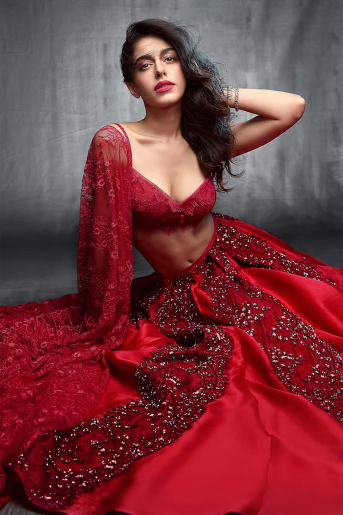 Shehlaa Khan Lace Blouse & Bridal Lehenga Set