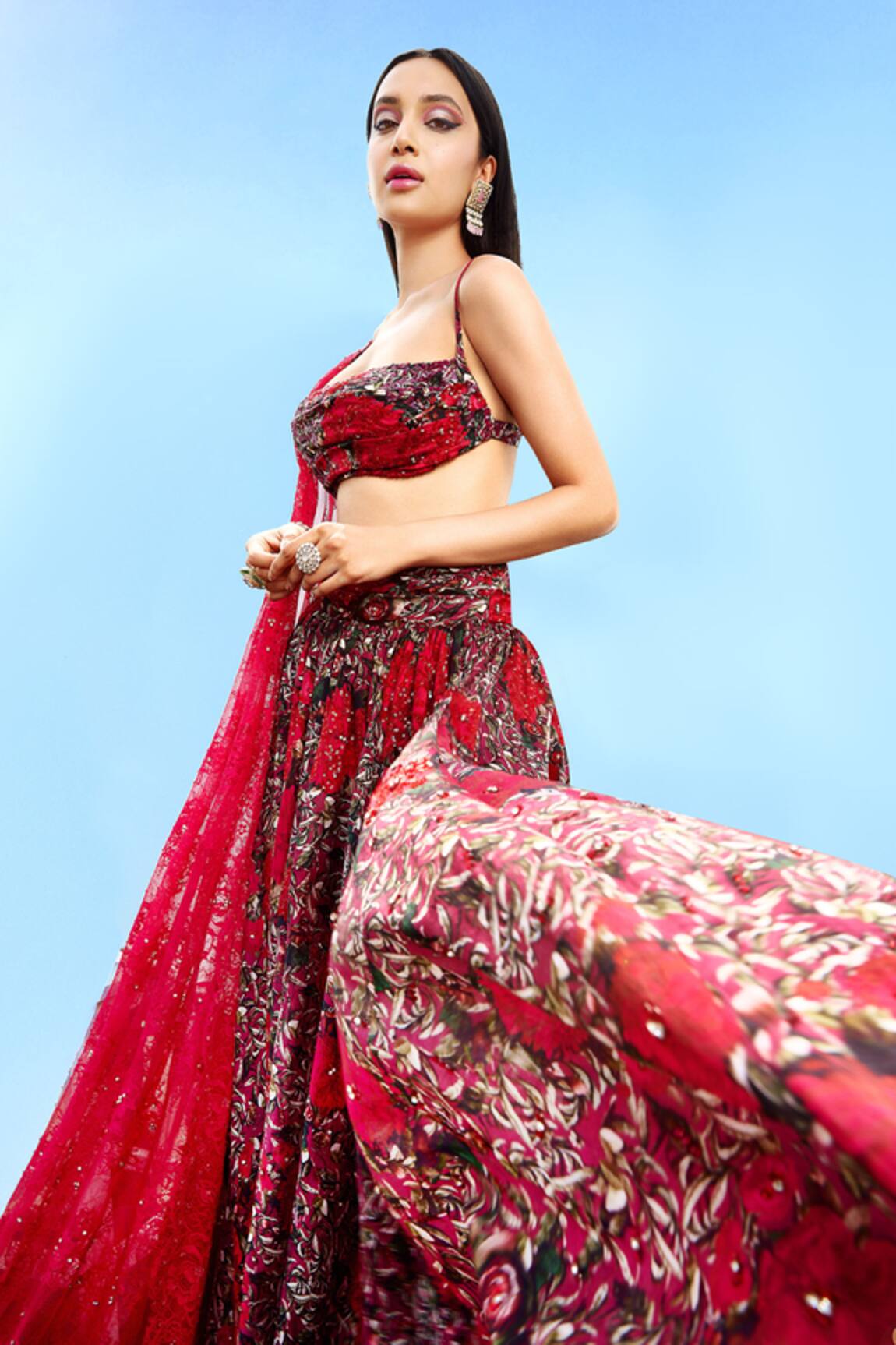 Shehlaa Khan Chanderi Printed Bridal Lehenga Set 