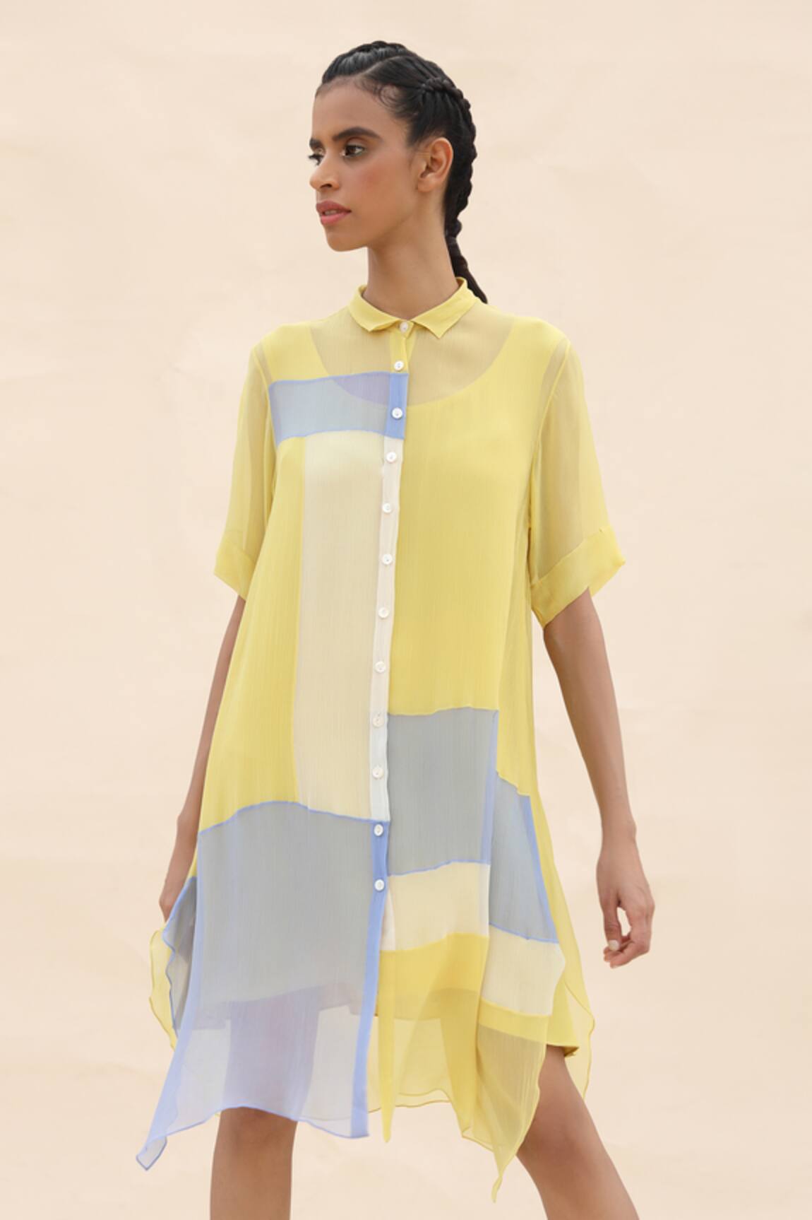 Abhishek Sharma Colorblock Shirt Dress