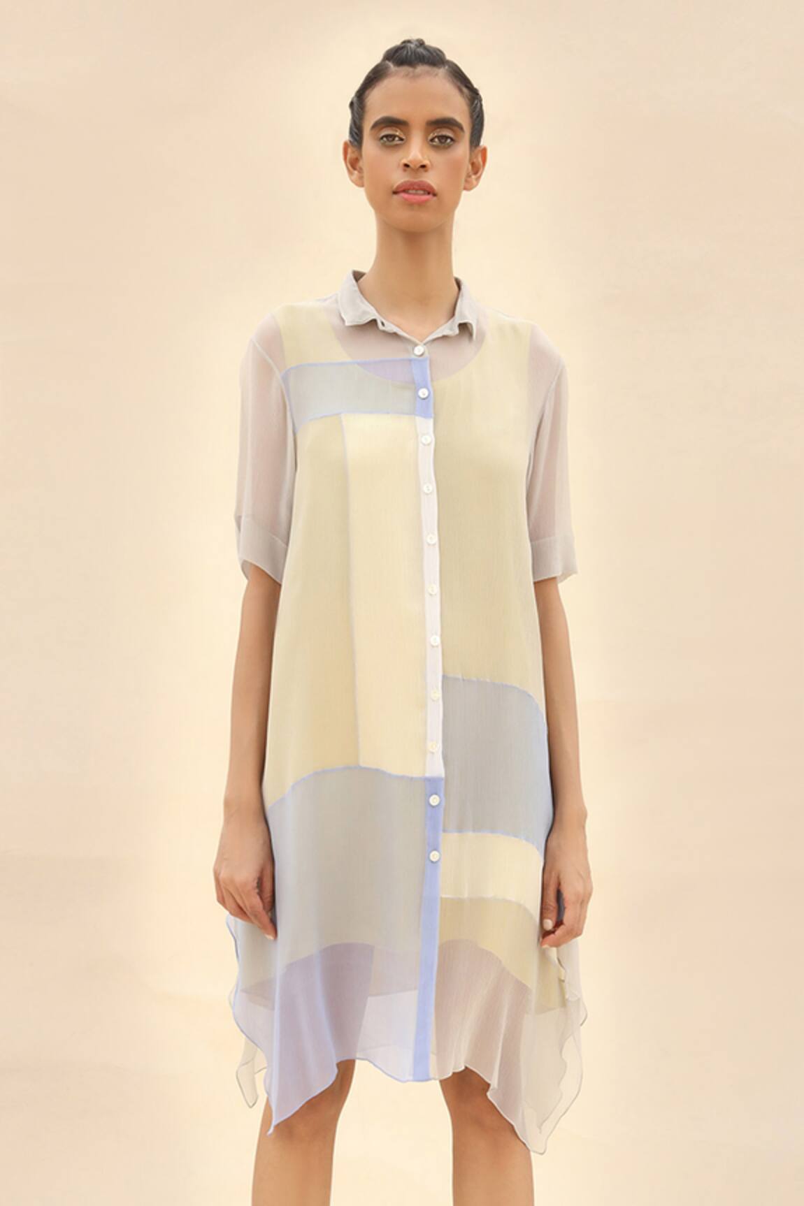 Abhishek Sharma Colorblock Shirt Dress