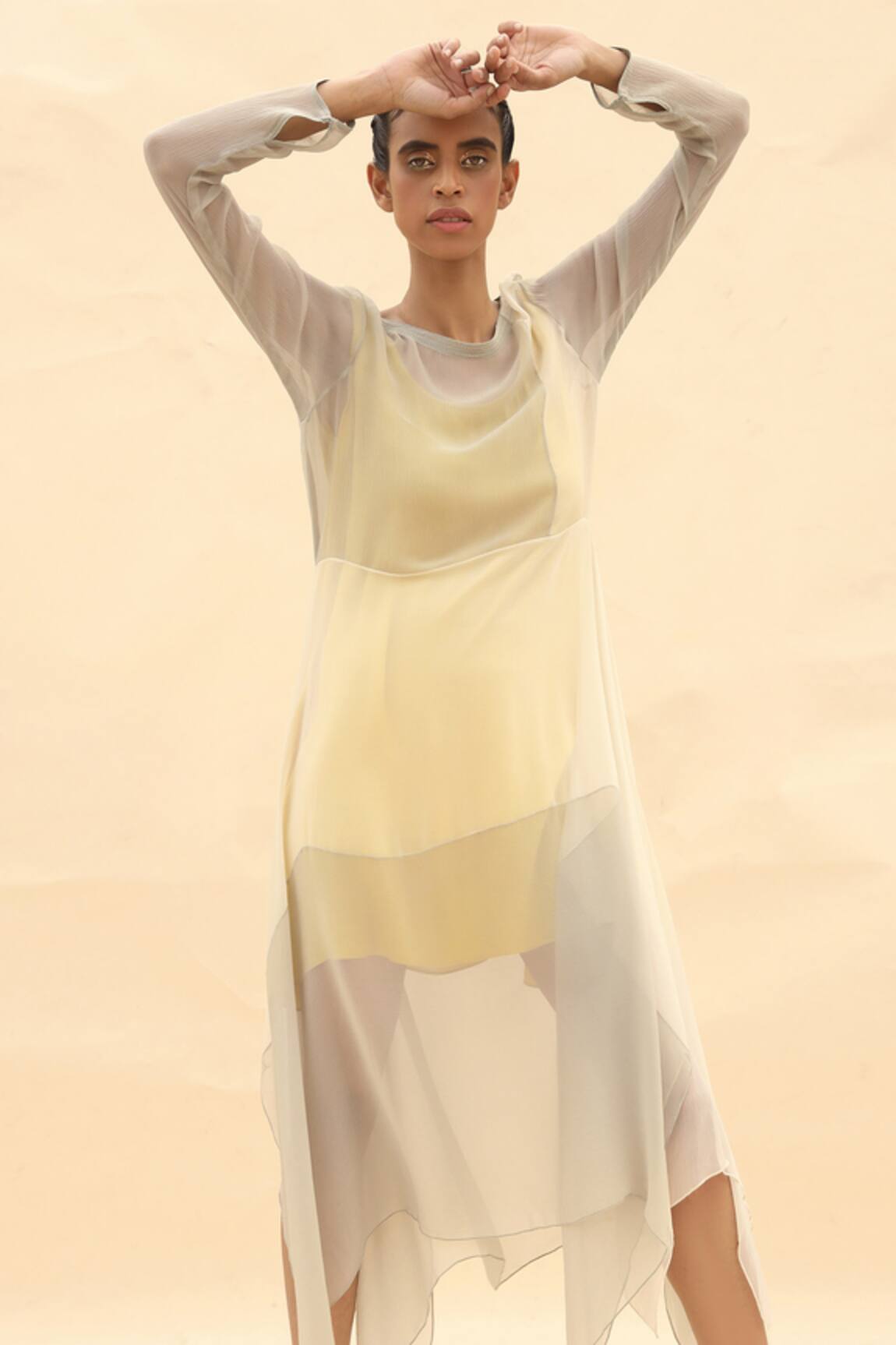 Abhishek Sharma Colorblock Draped Dress