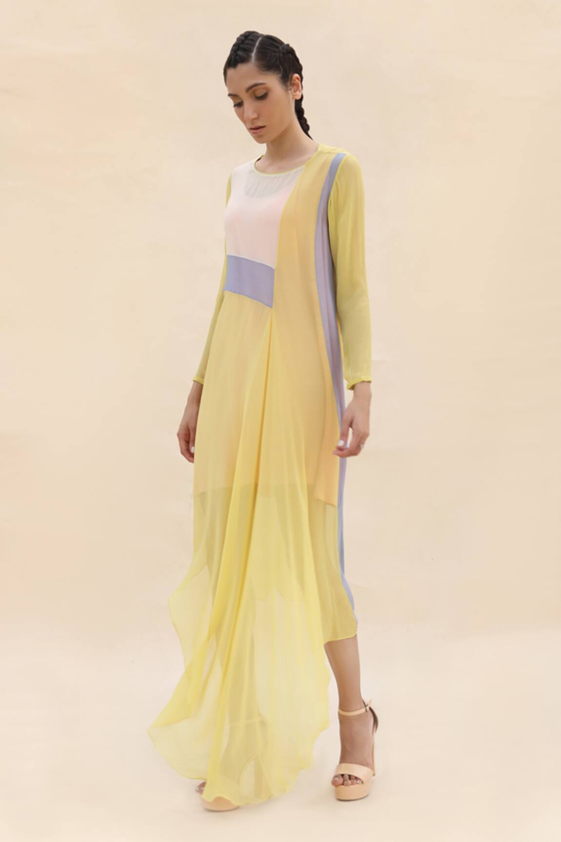 Abhishek Sharma Colorblock Draped Dress