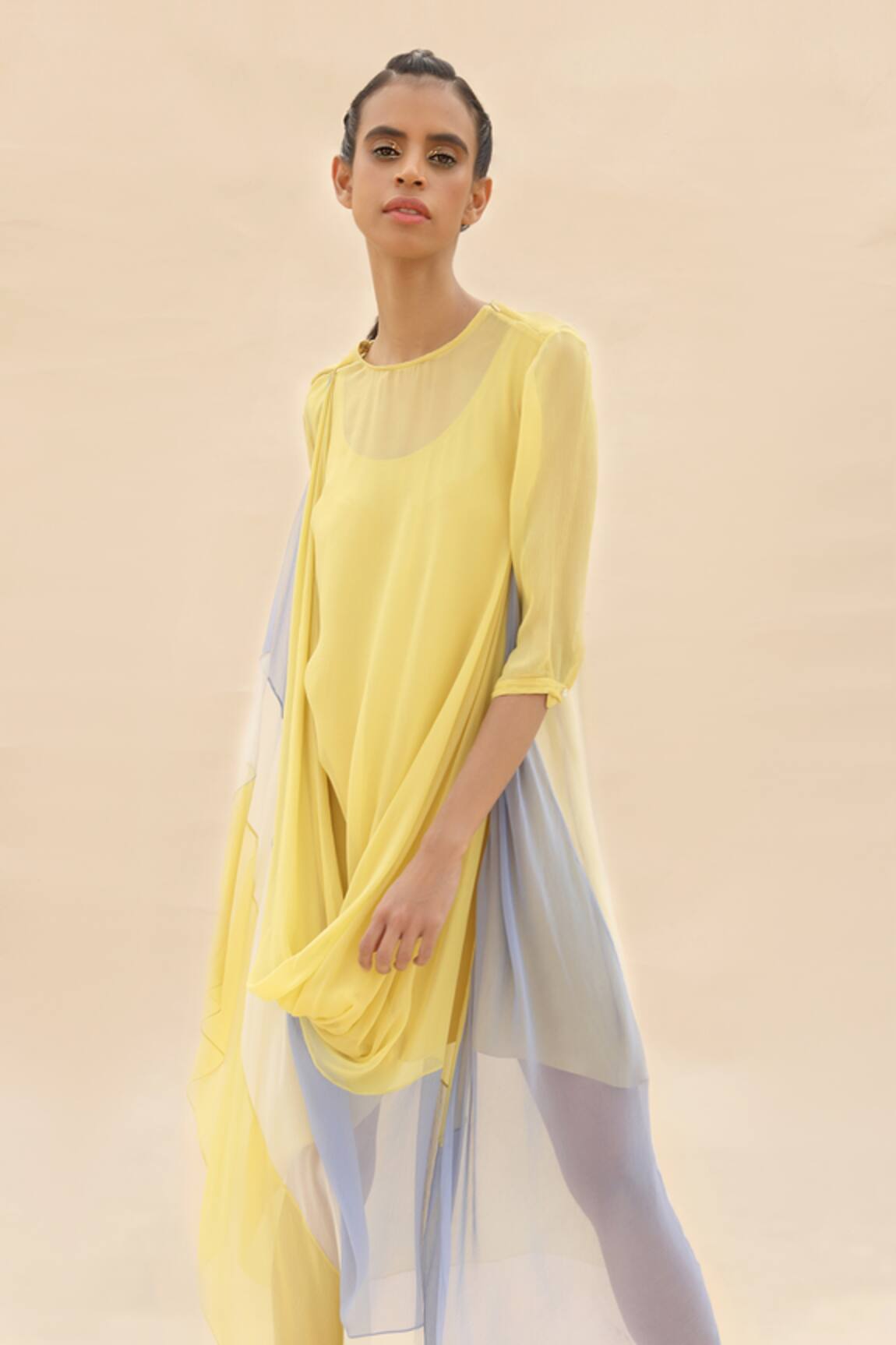 Abhishek Sharma Colorblock Draped Dress