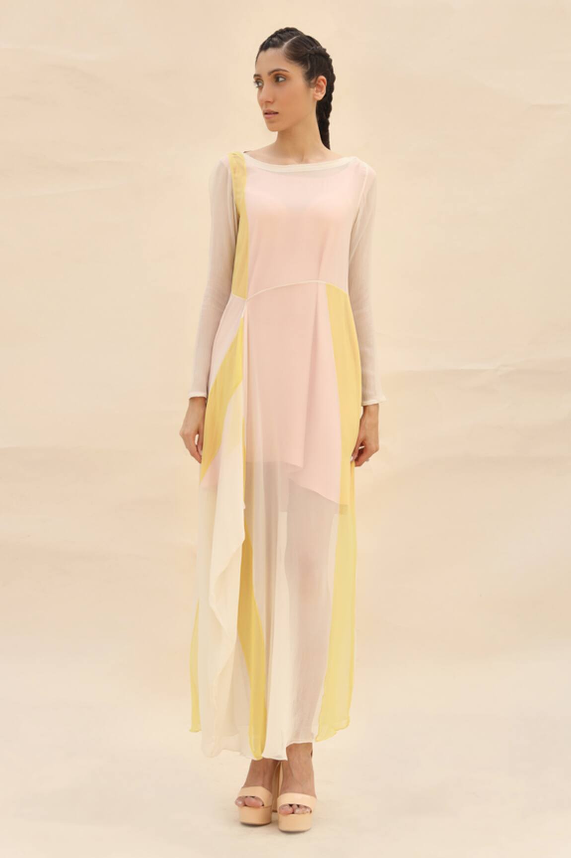 Abhishek Sharma Colorblock Draped Dress