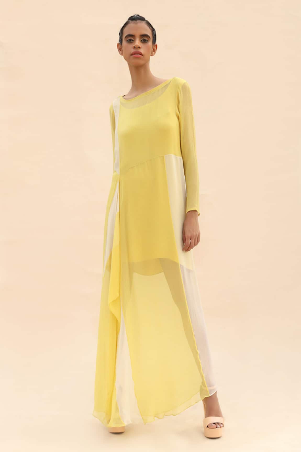 Abhishek Sharma Colorblock Draped Dress