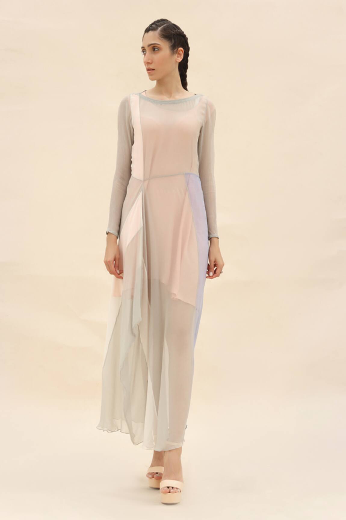 Abhishek Sharma Colorblock Draped Dress