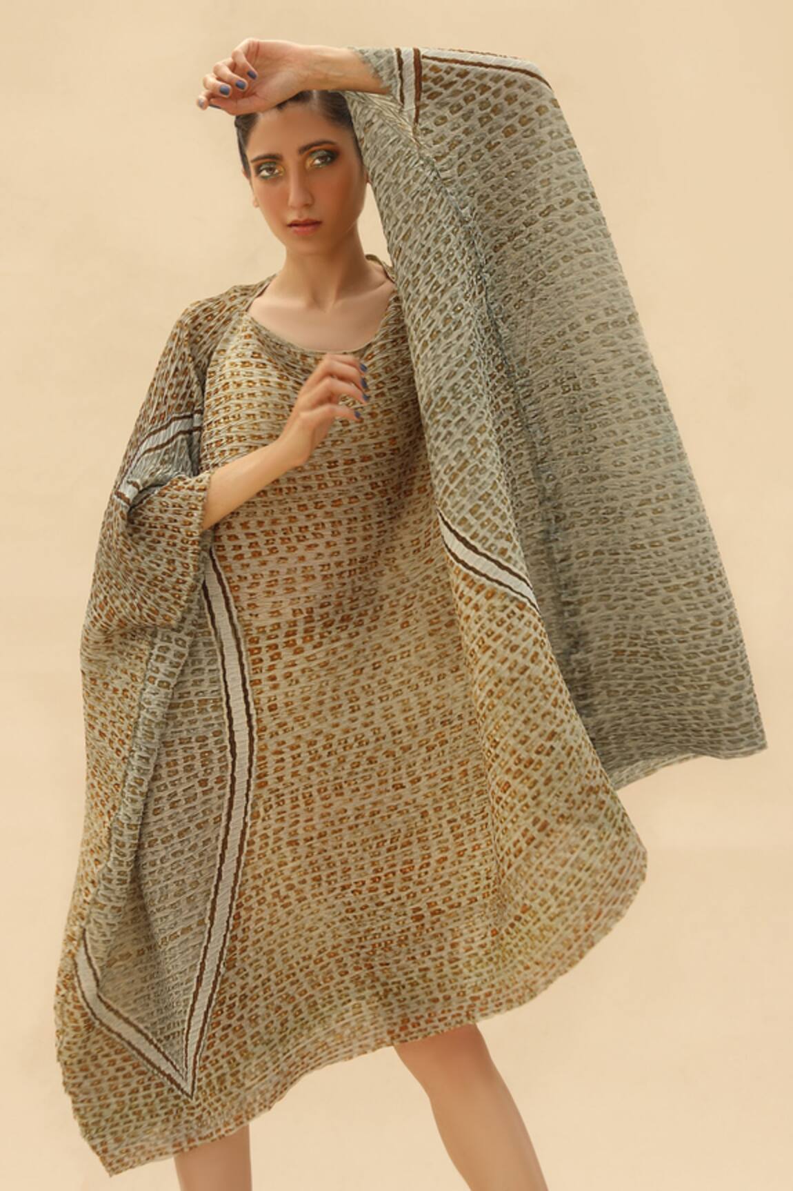 Abhishek Sharma Tie-Dye Print Draped Dress