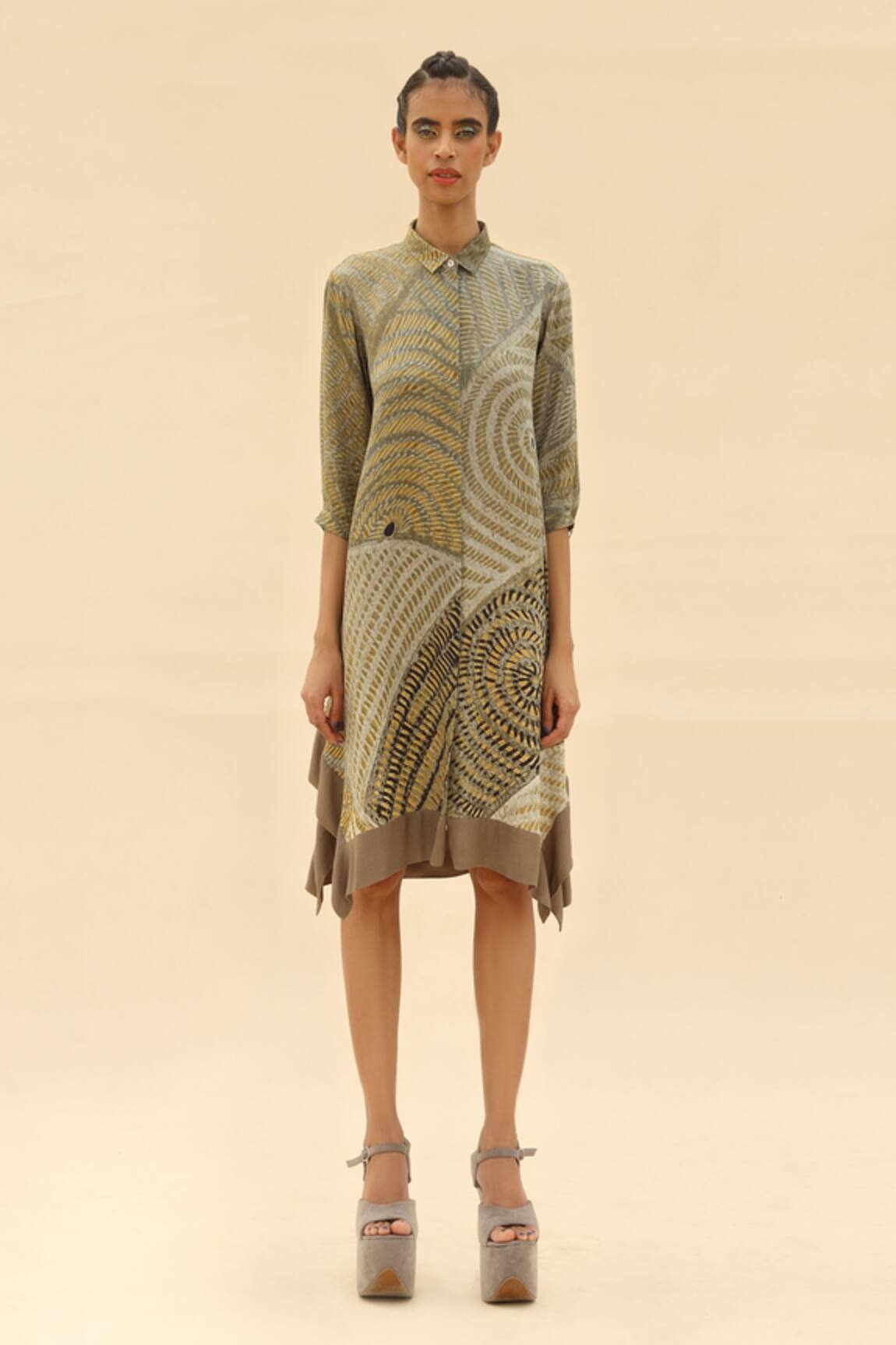 Abhishek Sharma Tie-Dye Print Shirt Dress