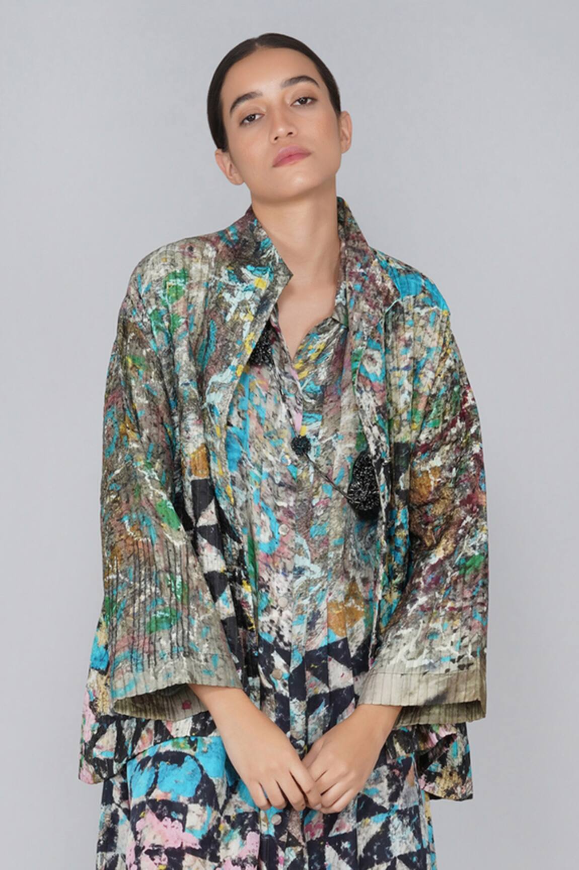Yavi Silk Printed Jacket