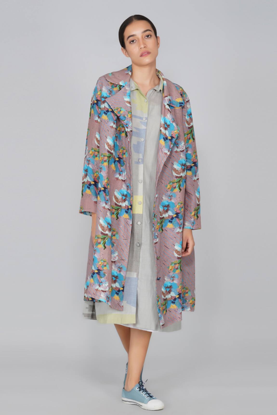 Yavi Linen Floral Print Jacket