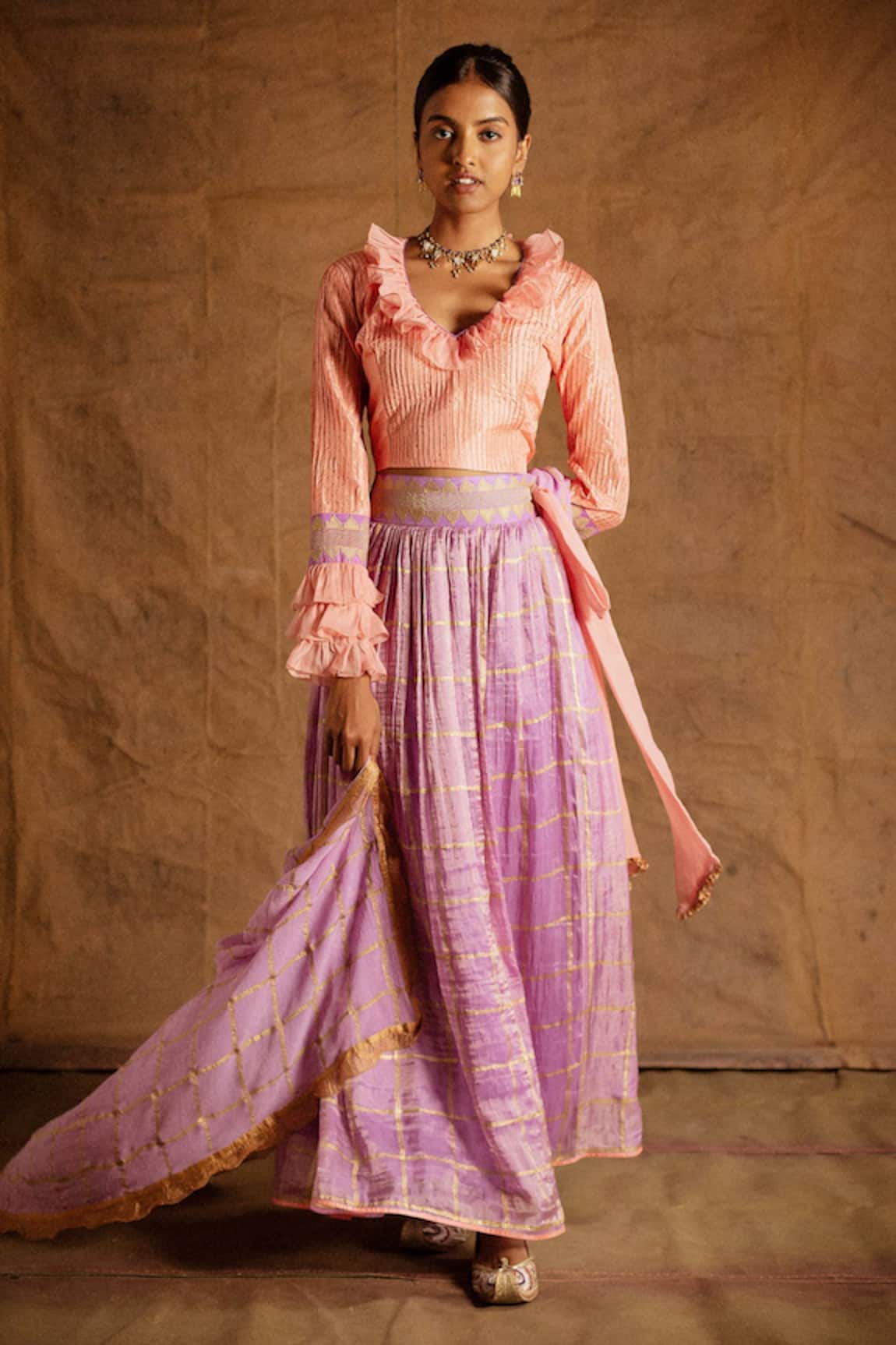 LATHA PUTTANNA Banarasi Silk Lehenga Set 