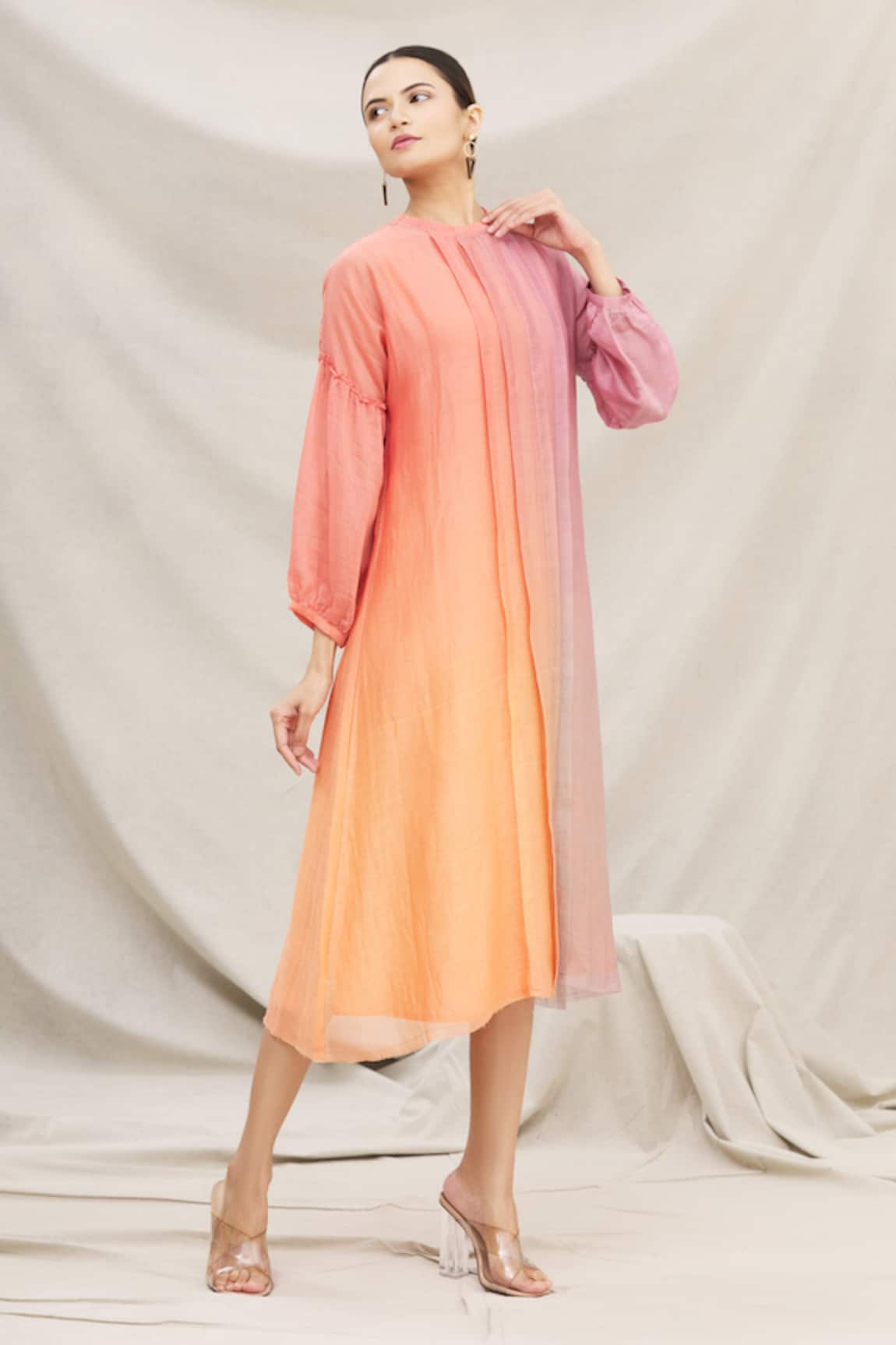 Meghna Panchmatia Chanderi Ombre Dress