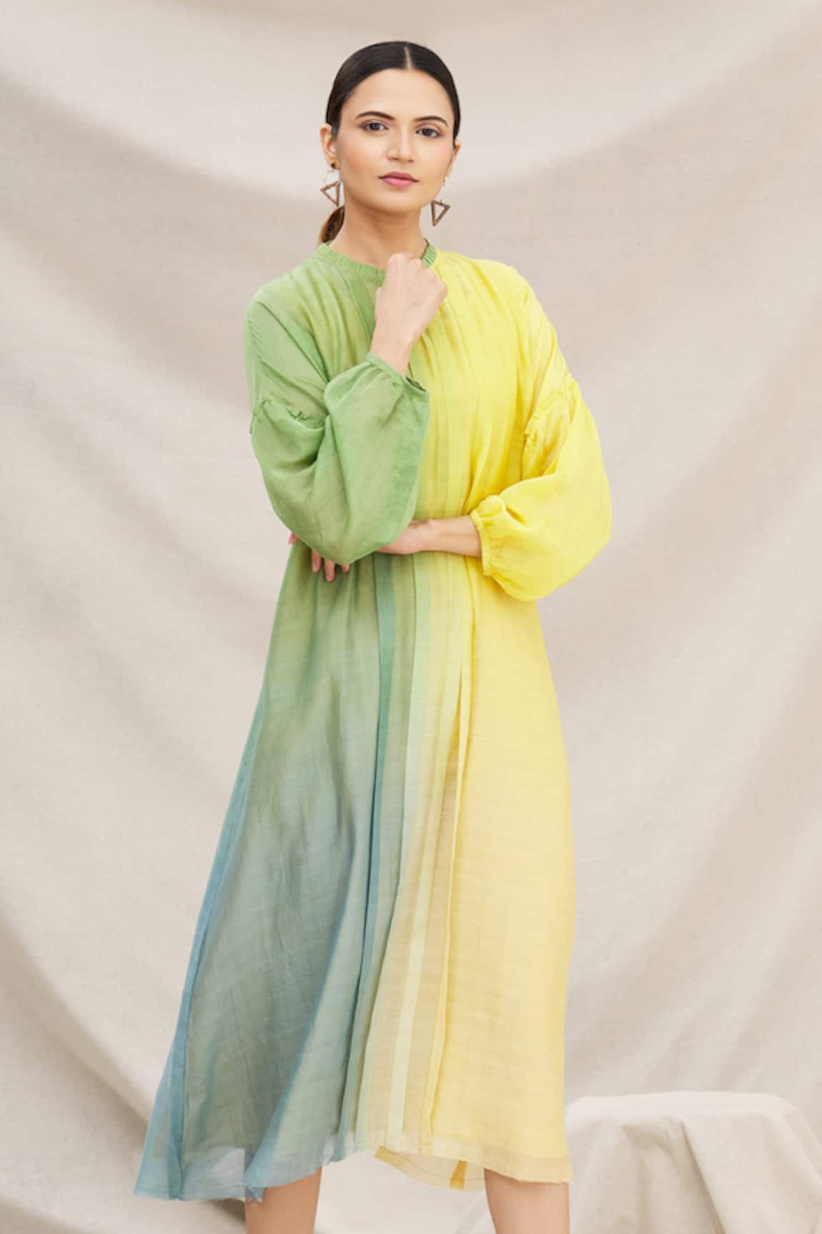 Meghna Panchmatia Chanderi Ombre Dress