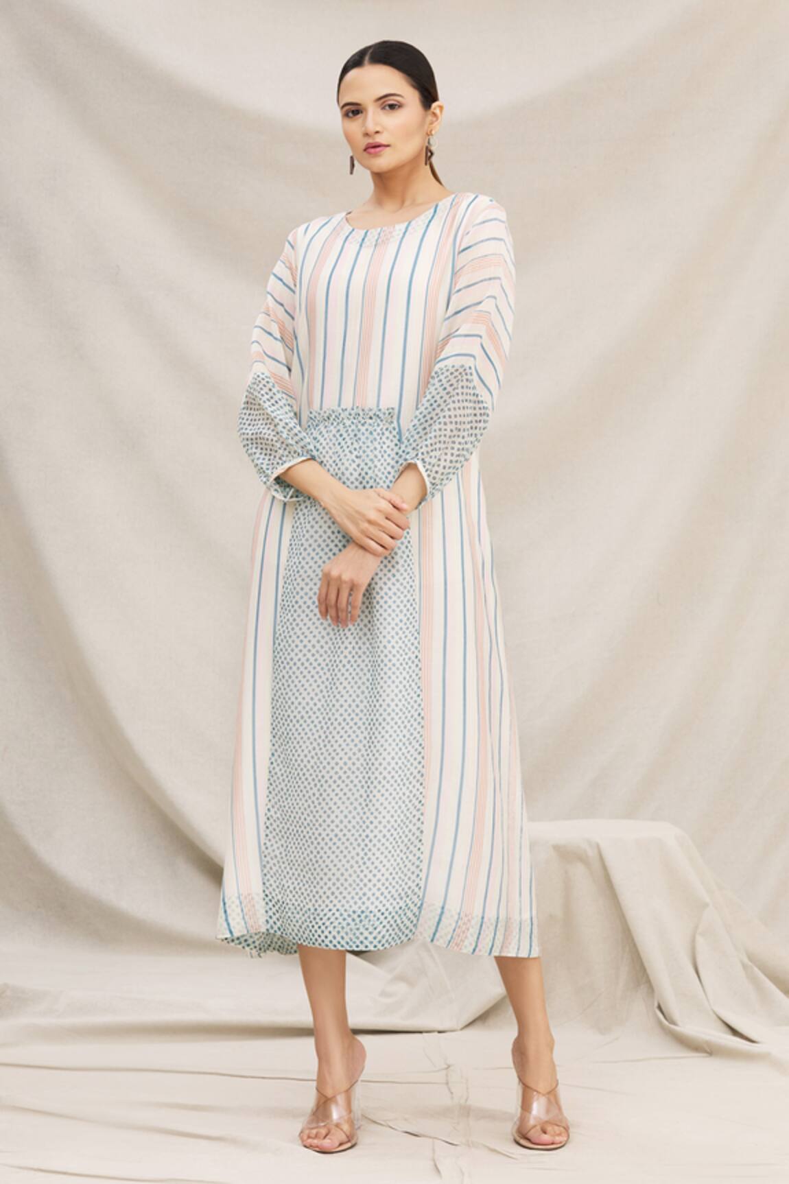 Meghna Panchmatia Chanderi Printed Midi Dress