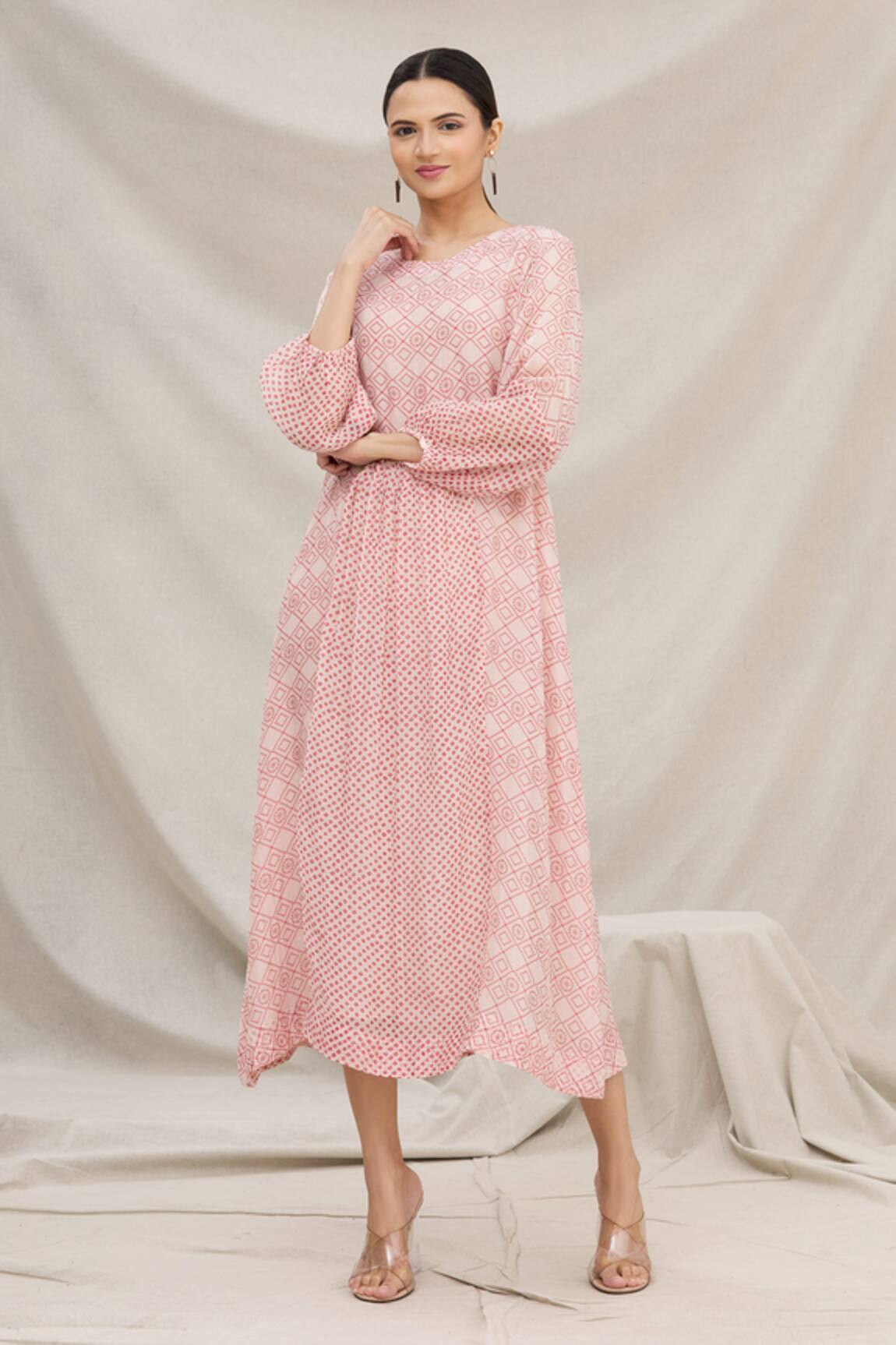 Meghna Panchmatia Chanderi Printed Midi Dress