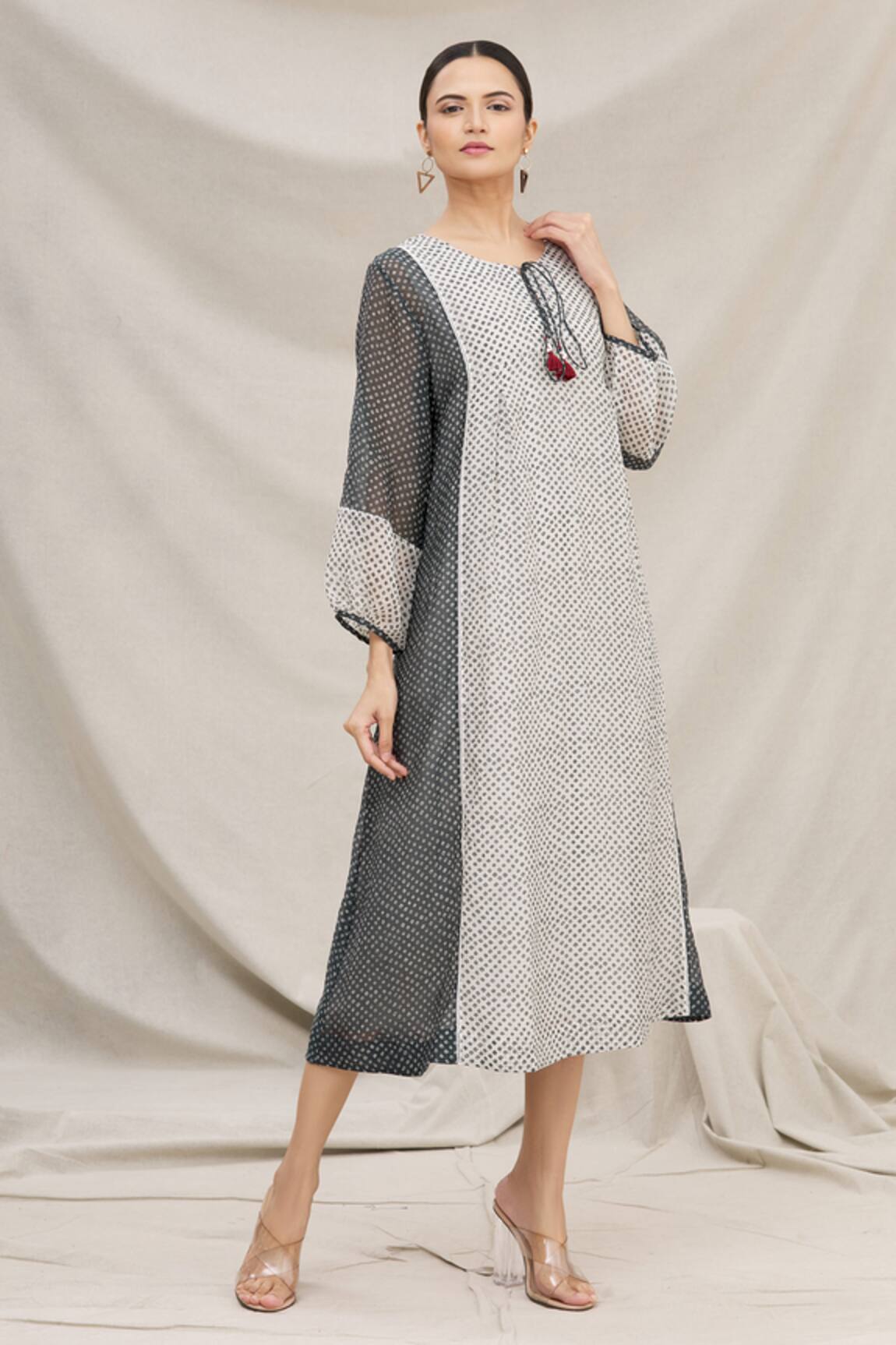 Meghna Panchmatia Chanderi Printed Midi Dress