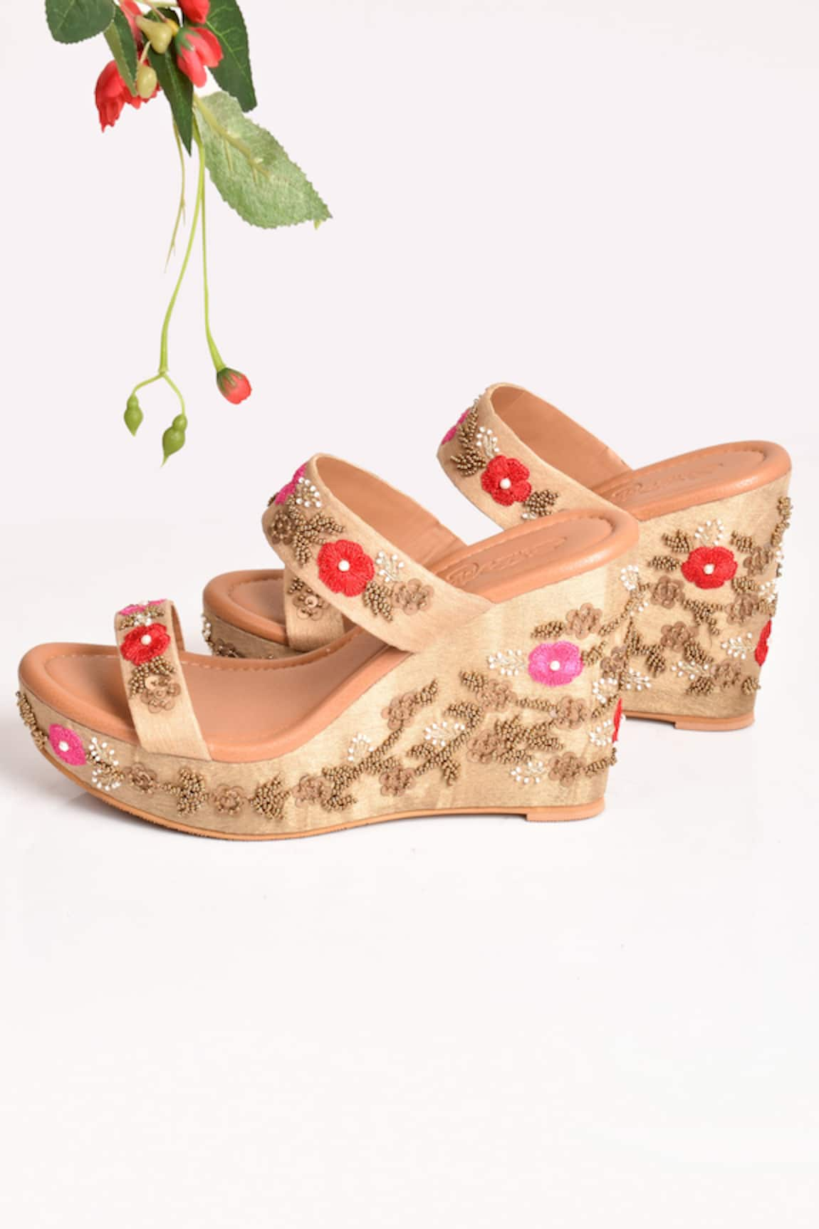 Sole House  Floral Embroidered Wedges