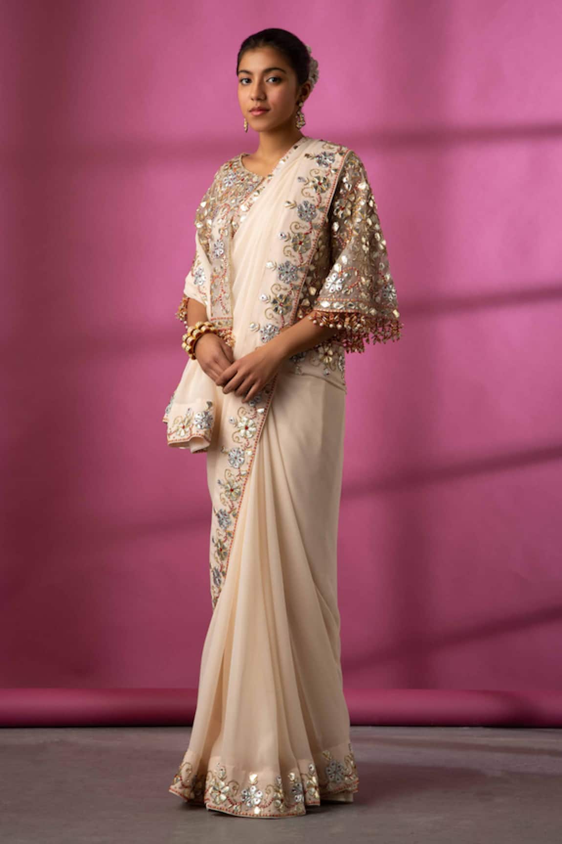 Rachit Khanna Embroidered Saree & Cape Set