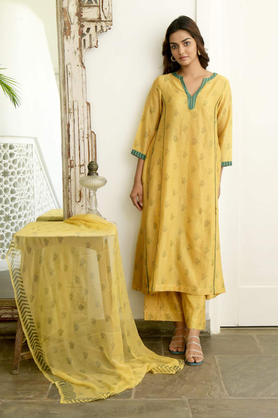 Taro Chanderi Silk Kurta Set