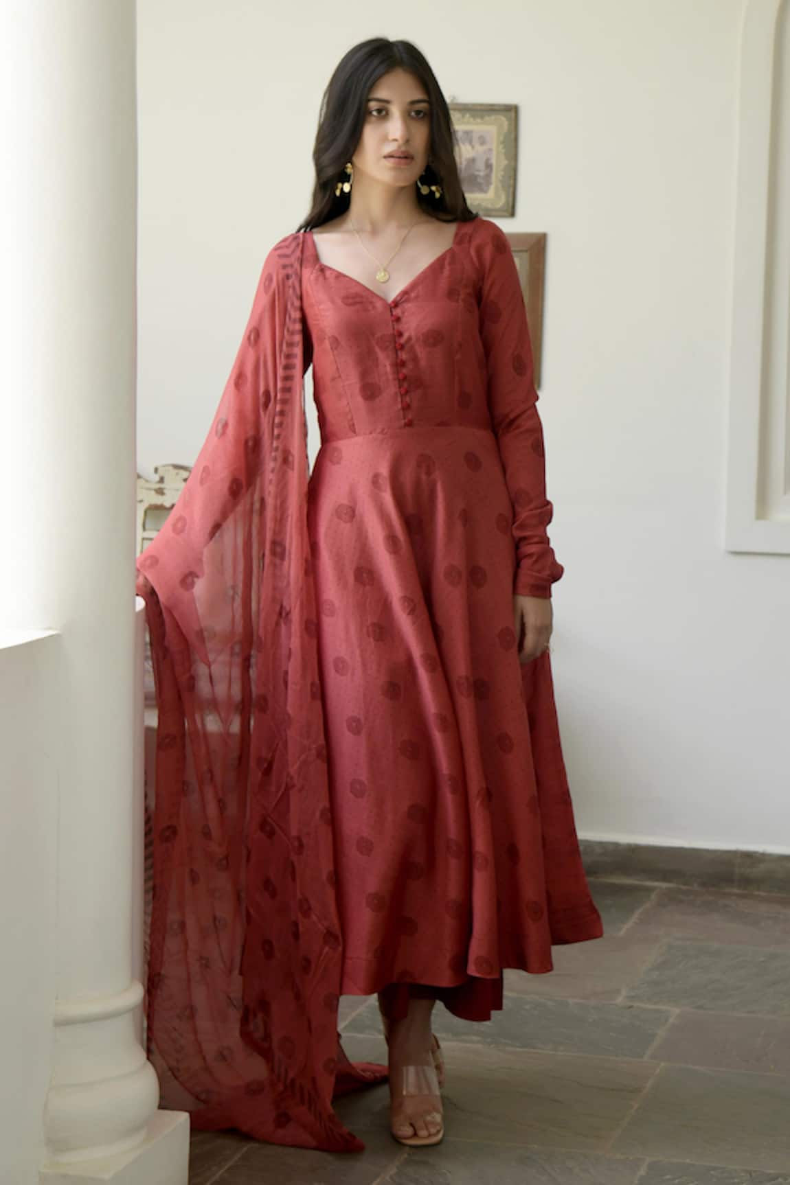 Taro Chanderi Silk Anarkali Set