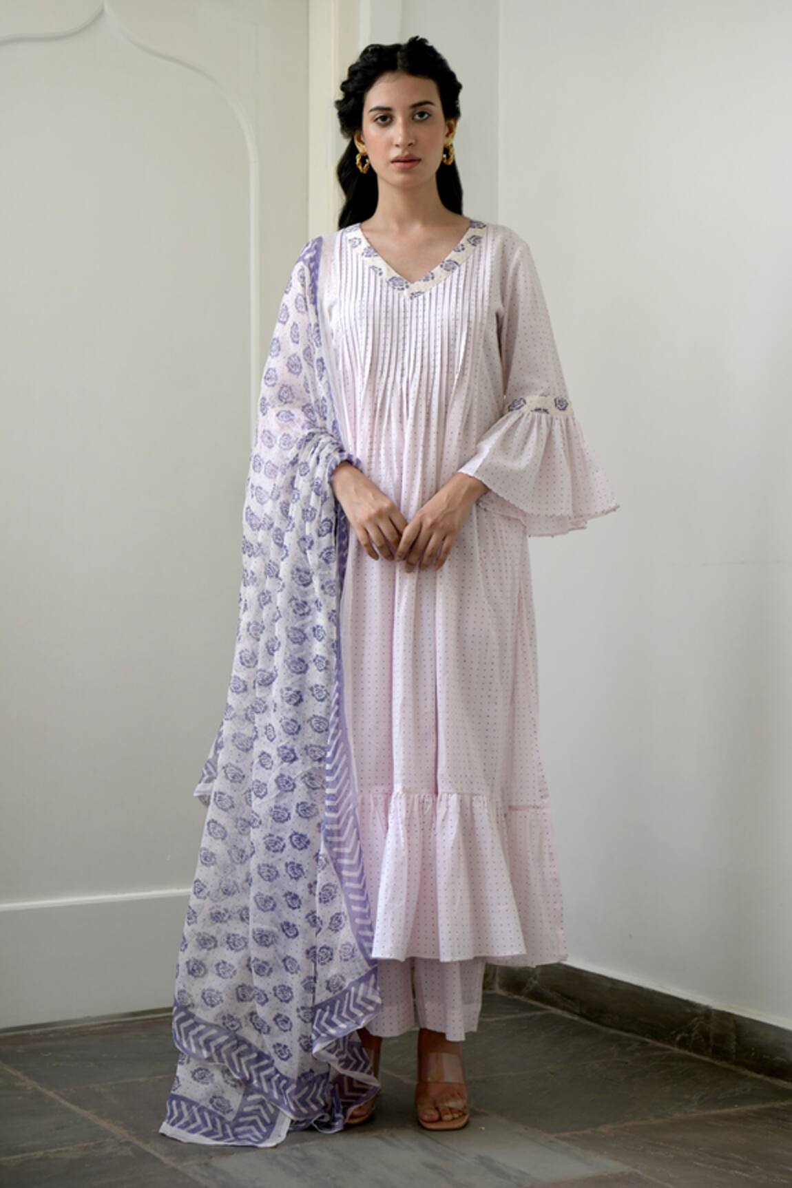 Taro Handwoven Cotton Anarkali Set