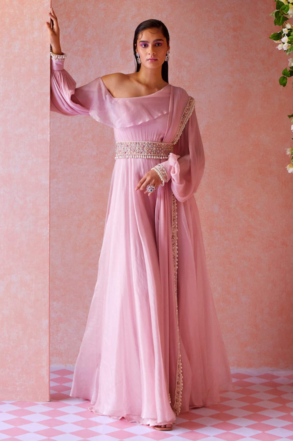 Ridhi Mehra Jaslyn Ruffle Jumpsuit with Dupatta