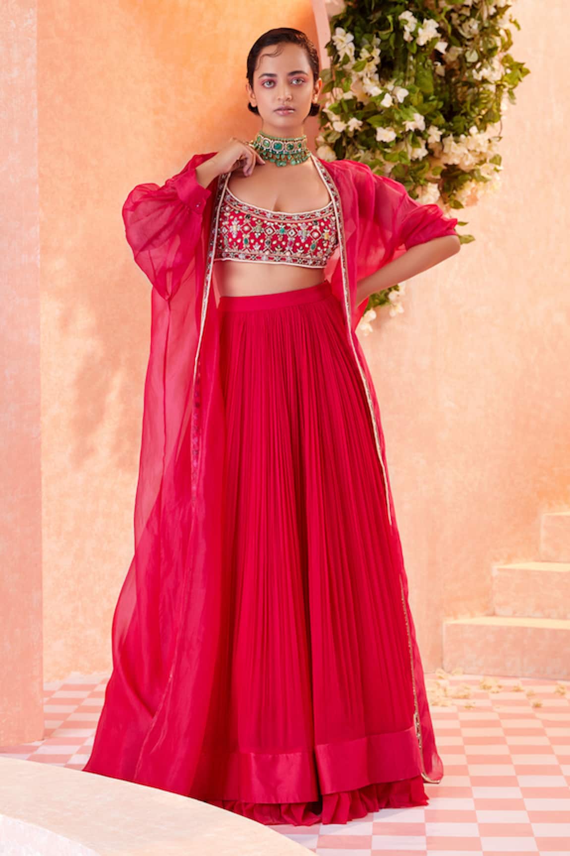 Ridhi Mehra Roxann Organza Jacket & Lehenga Set 