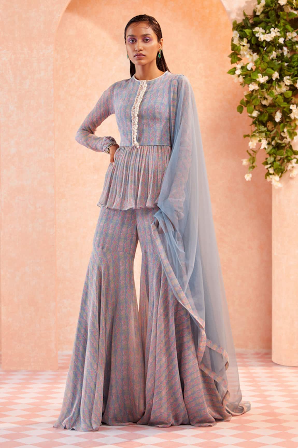 Ridhi Mehra Nineve Ikat Kurta Sharara Set