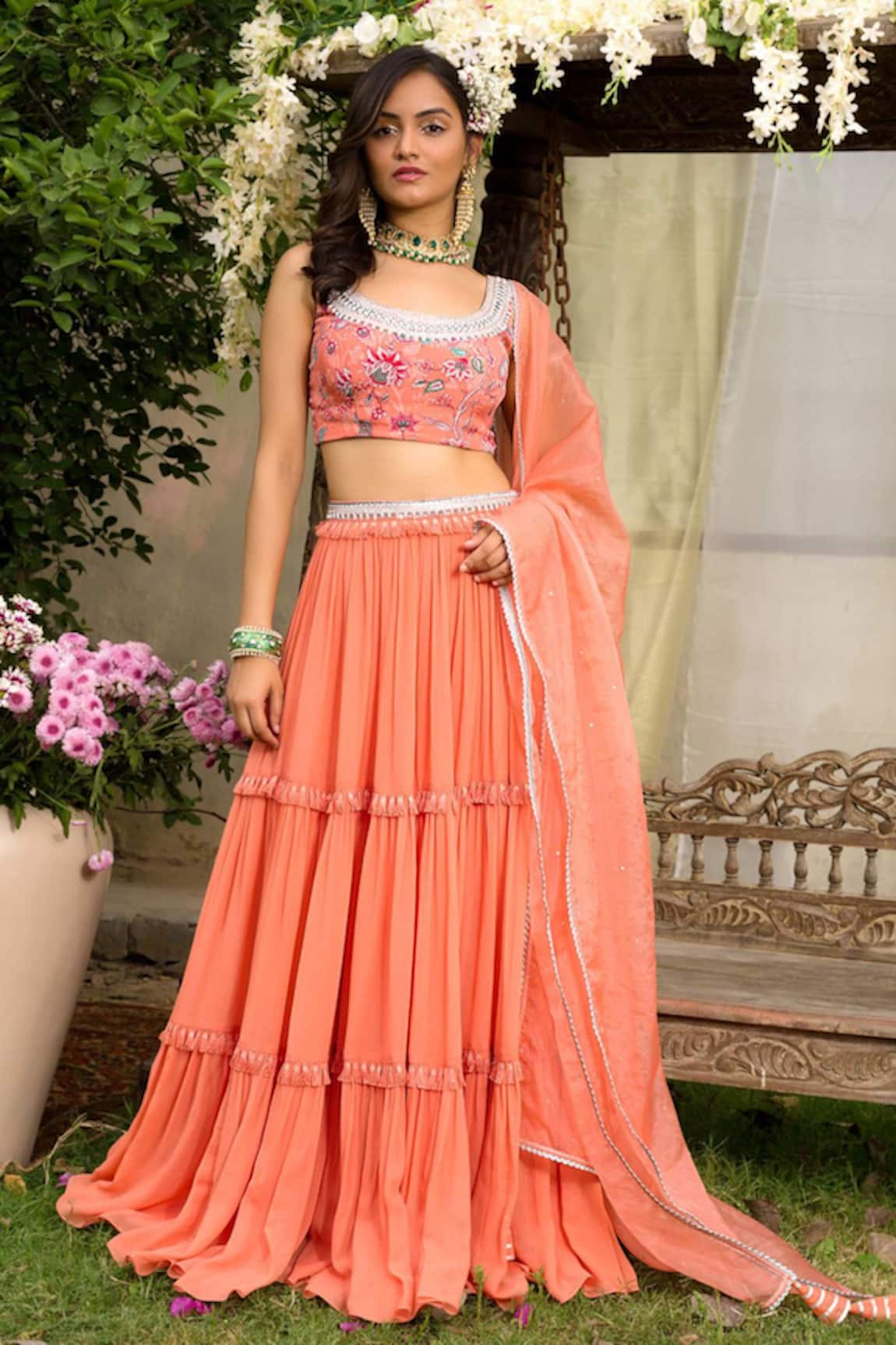 Chhavvi Aggarwal Tiered Lehenga Set 