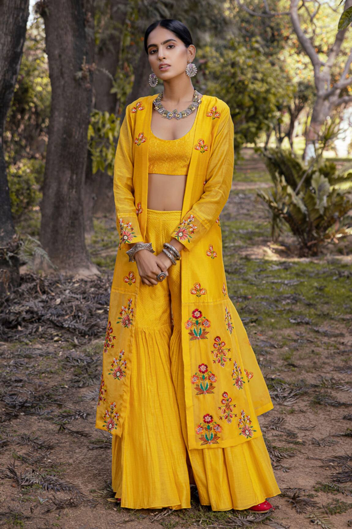 Neeta Bhargava Embroidered Jacket & Sharara Set