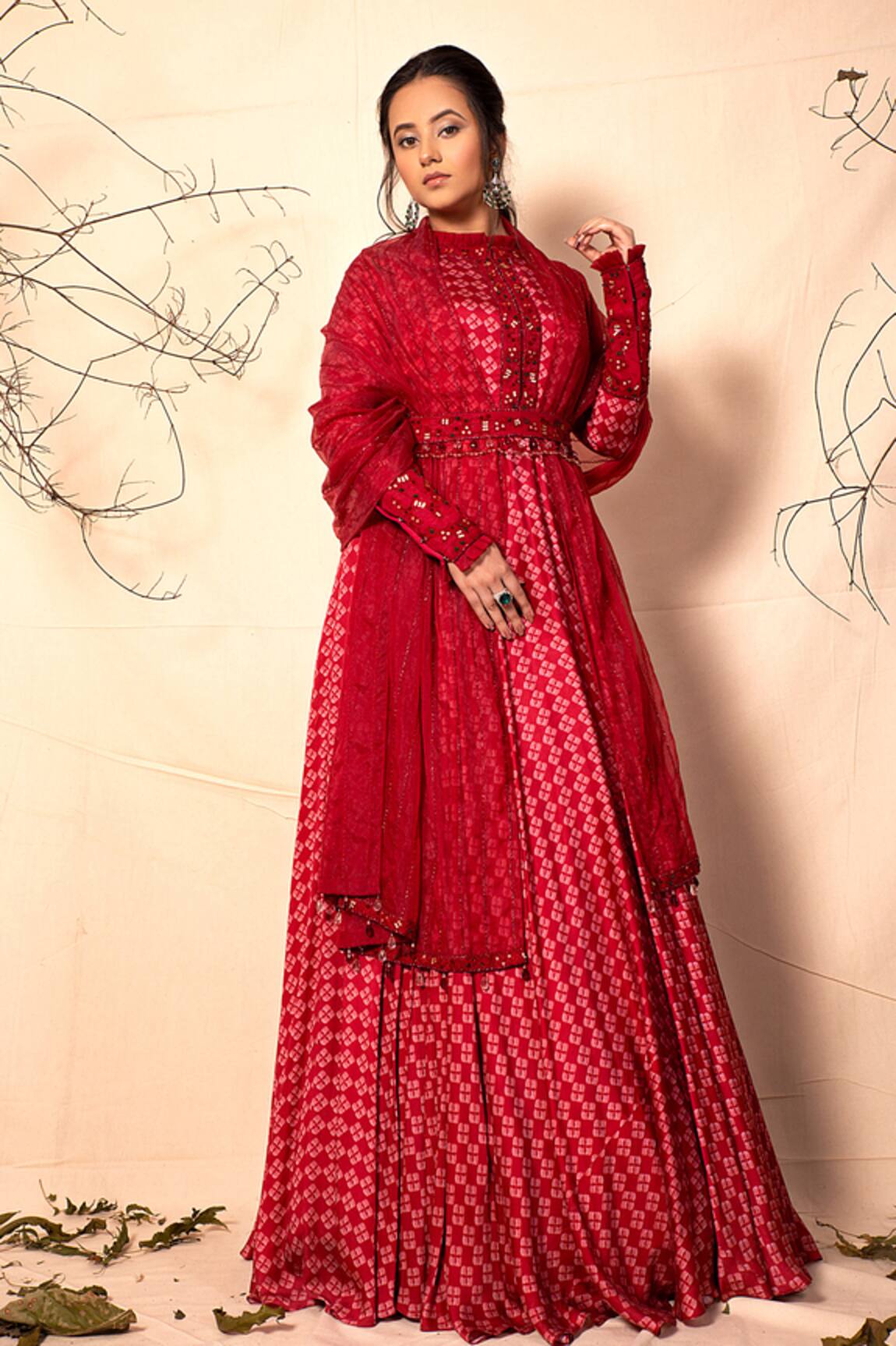 Dheeru Taneja Printed Anarkali with Dupatta