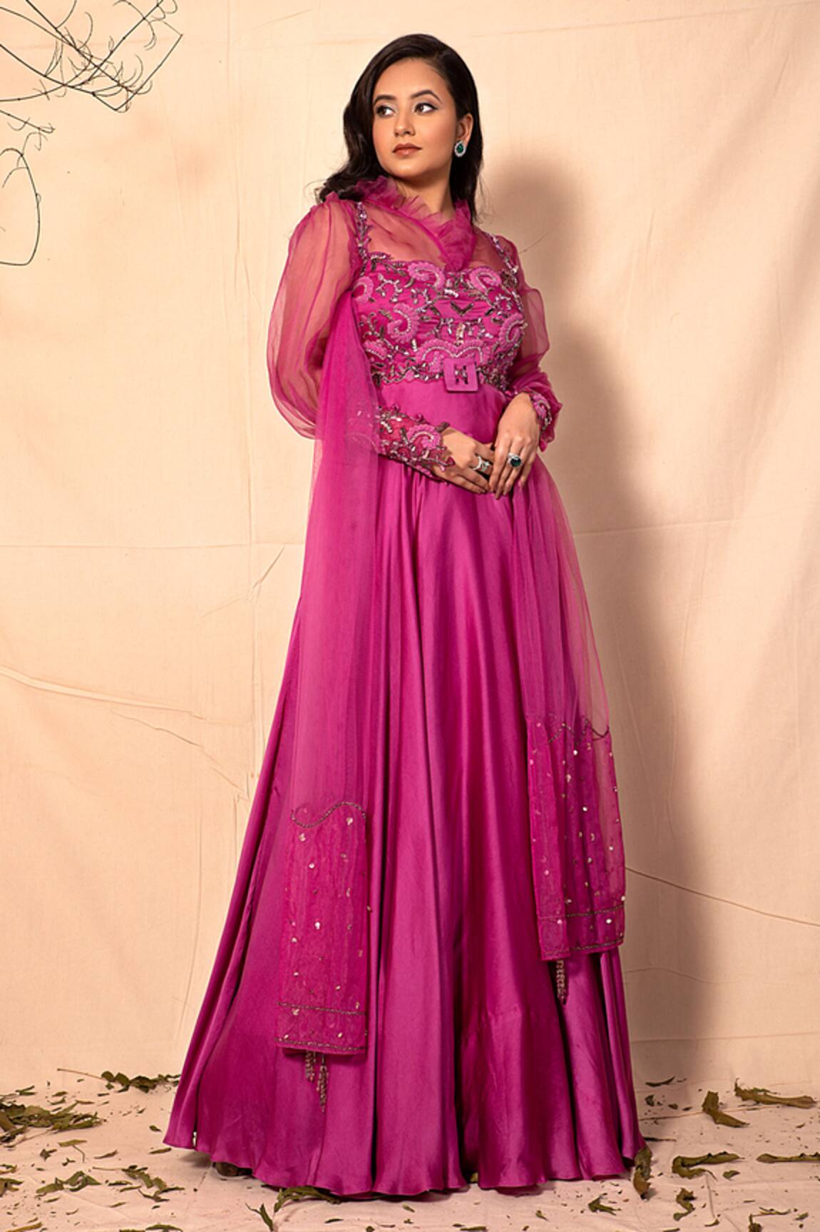 Dheeru Taneja Embroidered Anarkali with Dupatta