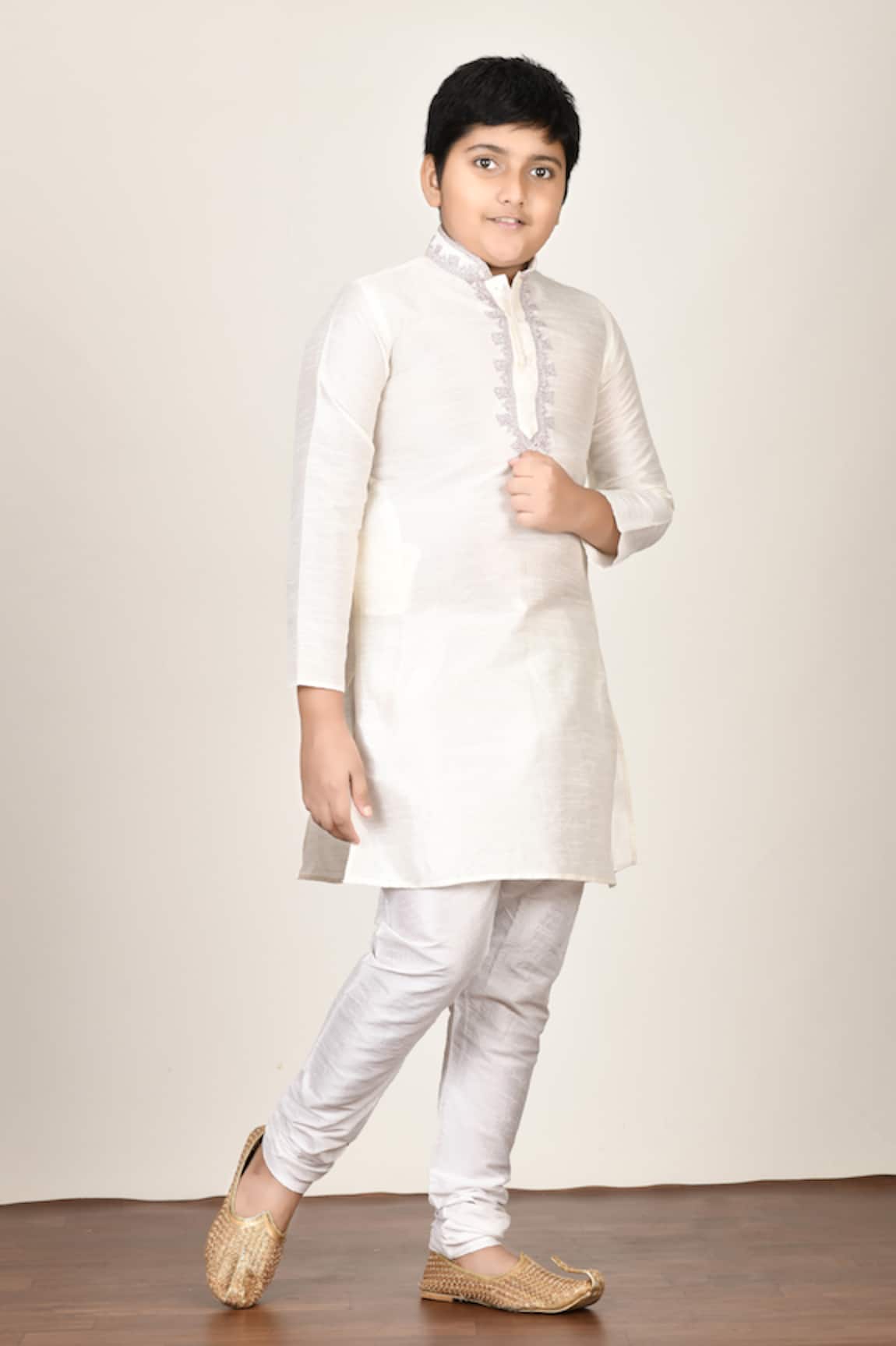 Banana Bee Silk Kurta & Churidar Set